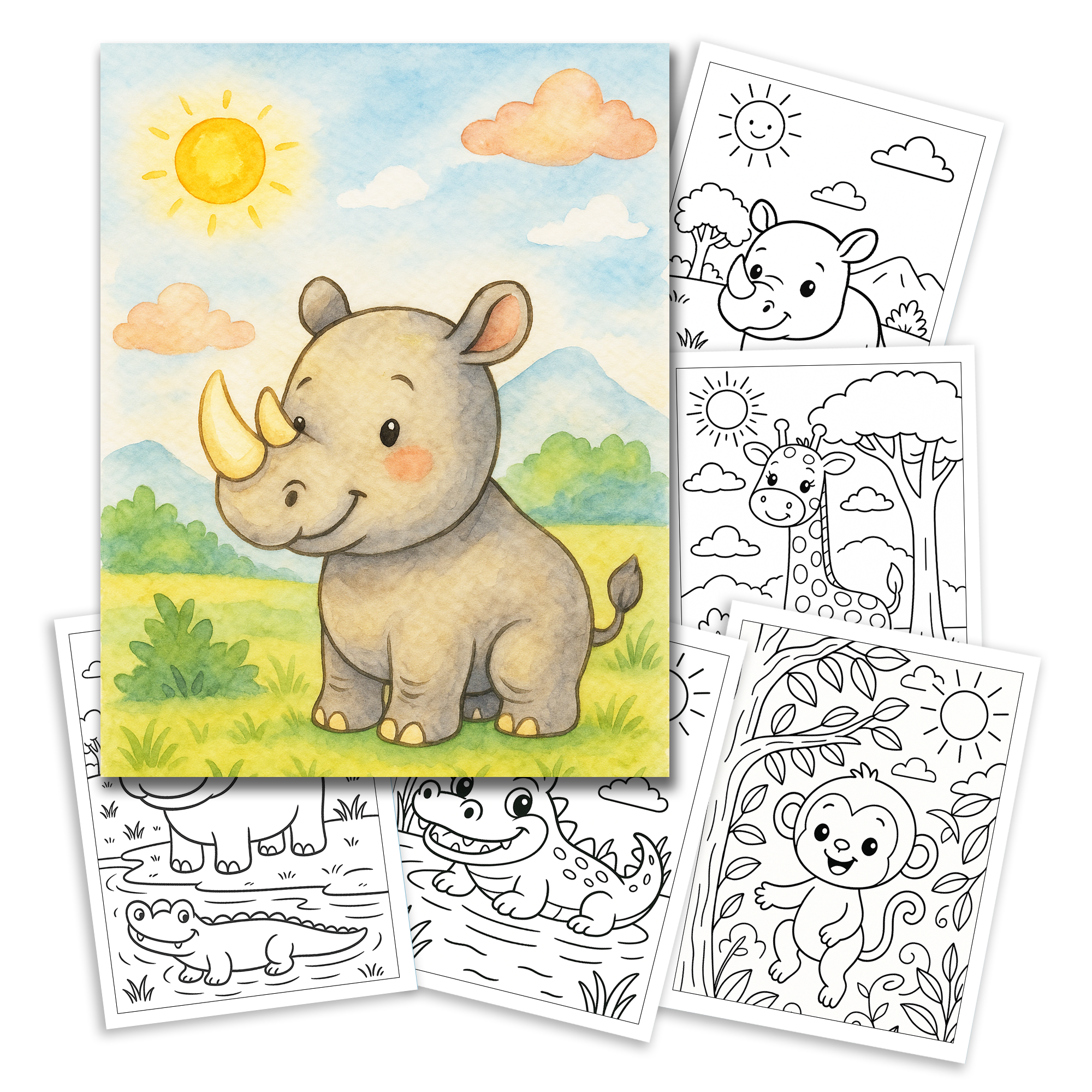 Animal Coloring Book - Cute Safari and Jungle Animals