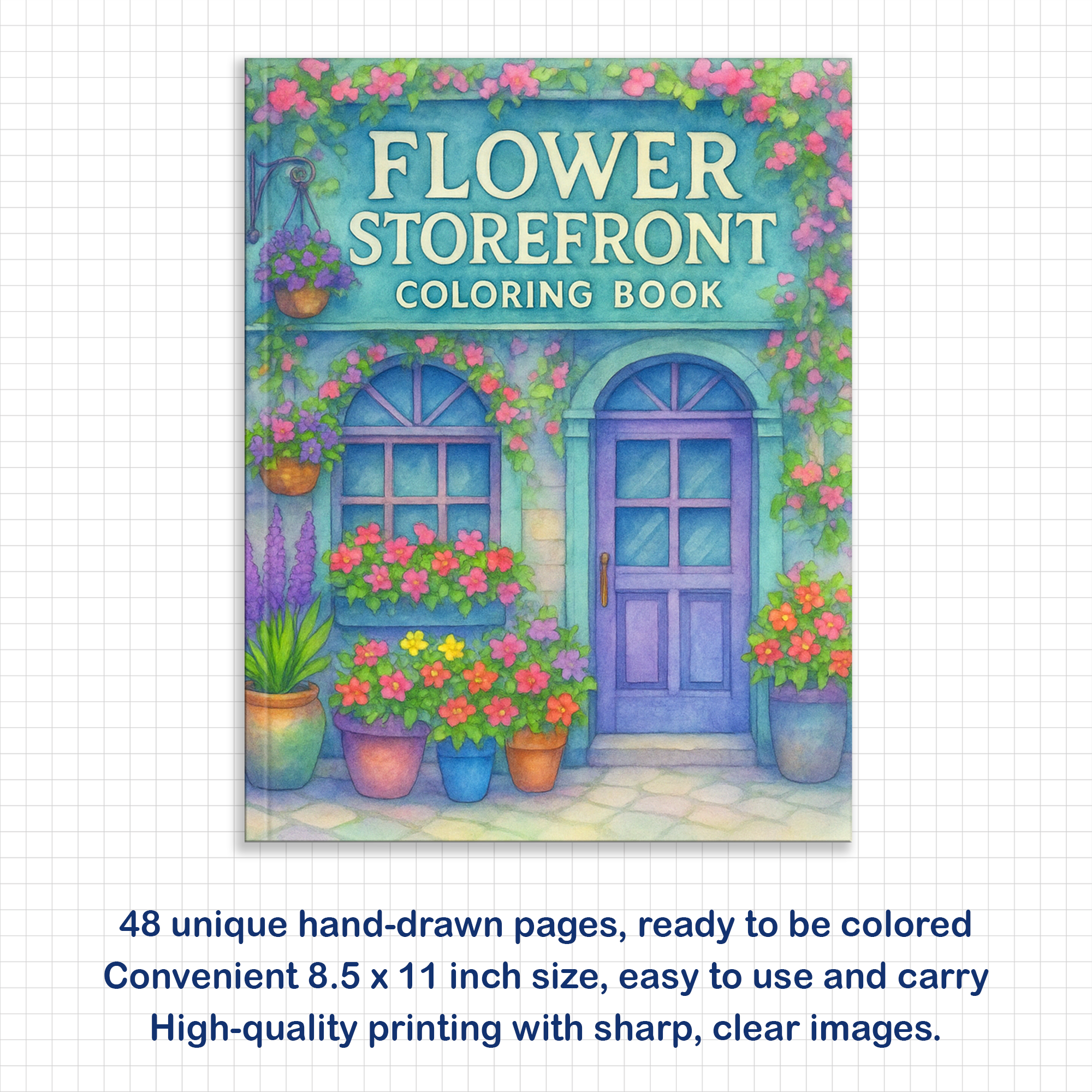 Flower Storefront Coloring Book - Cozy Floral Store Scenes and Decorations