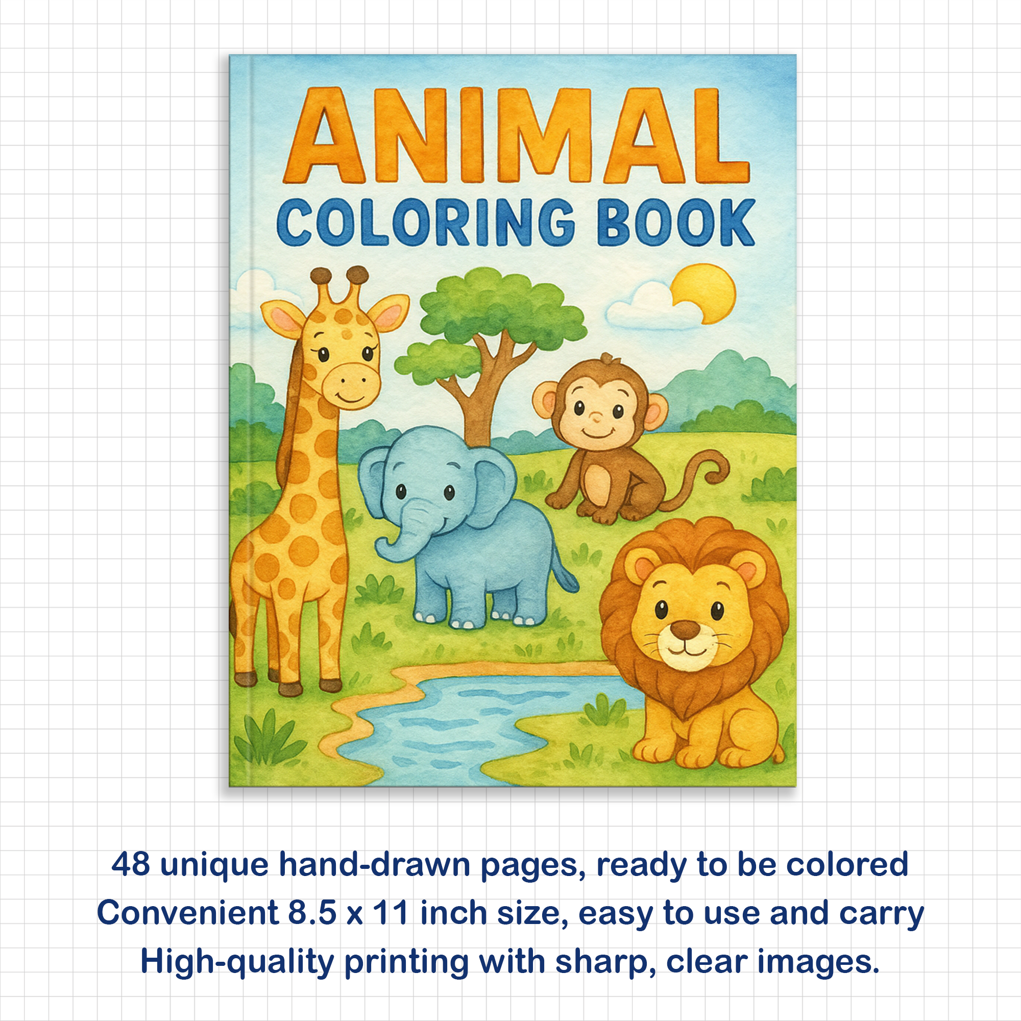 Animal Coloring Book - Cute Safari and Jungle Animals