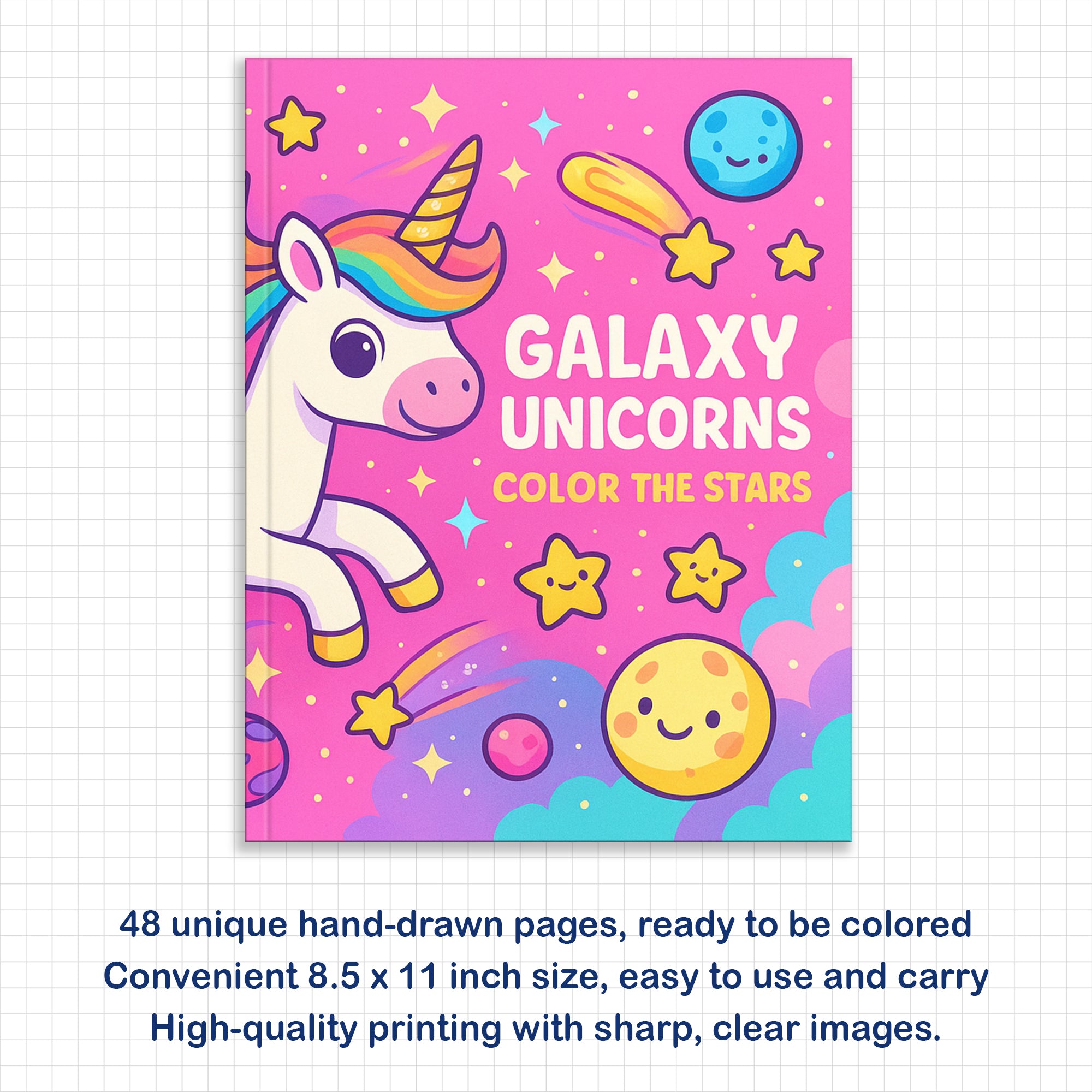 Color the Stars  – A Galaxy Unicorn Adventure in Crystals and Cosmos - Unicorn Coloring Book