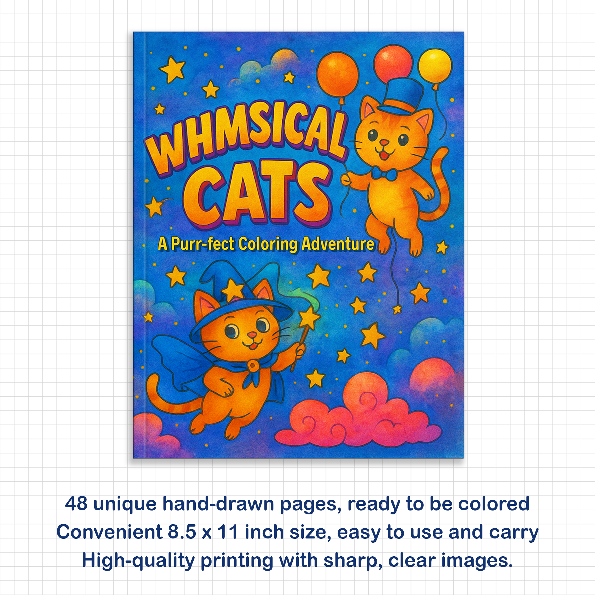 Whimsical Cat Coloring Book – Relaxing & Imaginative Artwork for All Ages
