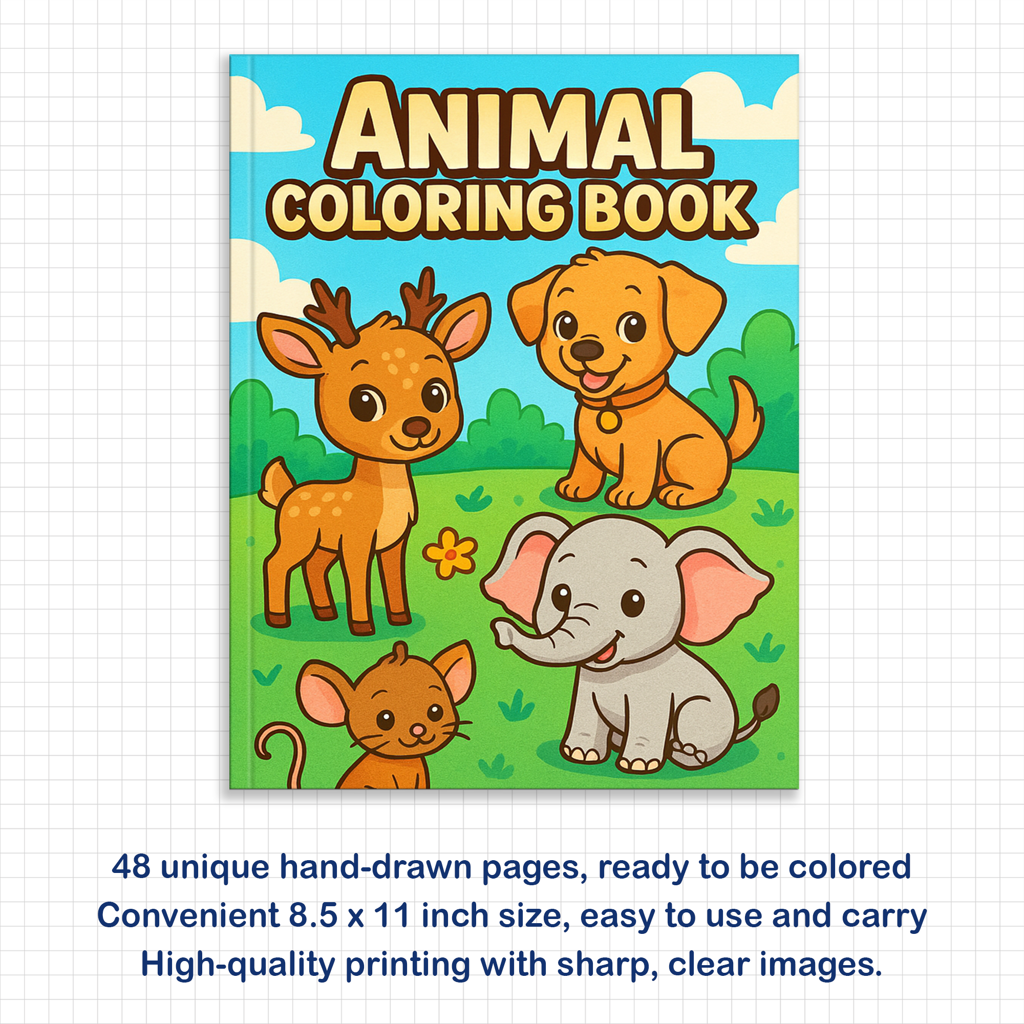 Animal Coloring Book - Fun and Easy Designs of Lions, Giraffes, Elephants & More
