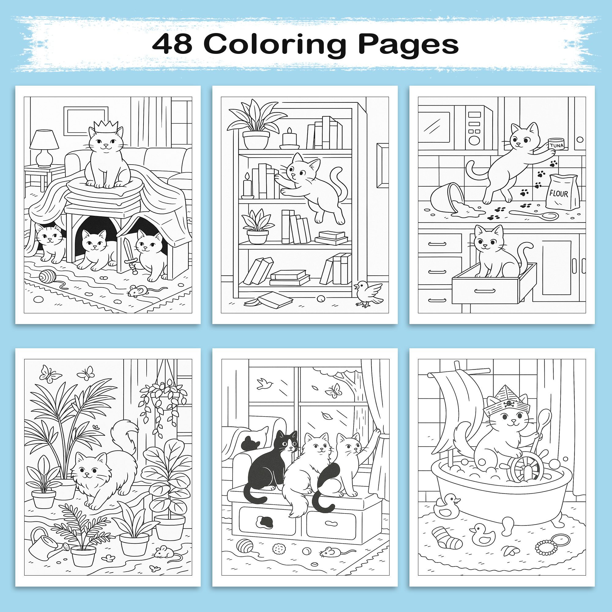 Indoor Cats’ Secret Adventures – A Whimsical Coloring Book for Cat Lovers