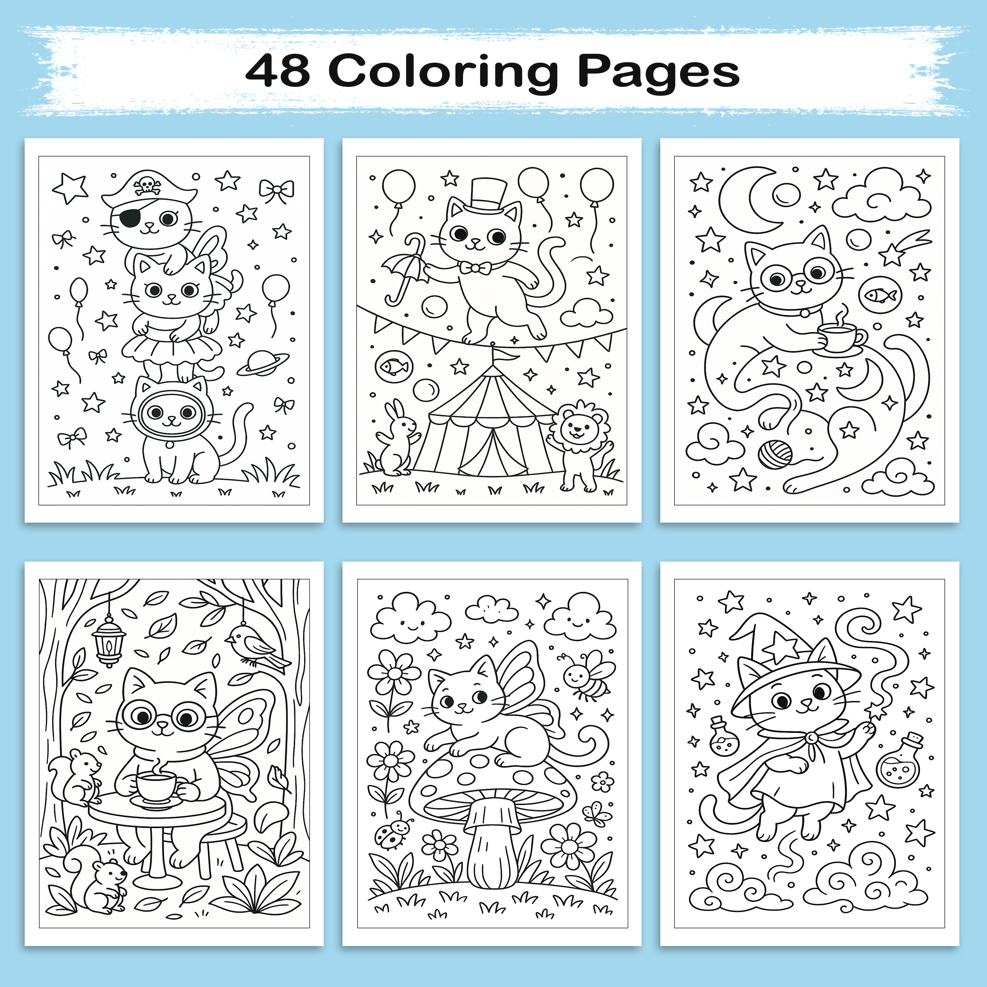Whimsical Cat Coloring Book – Relaxing & Imaginative Artwork for All Ages