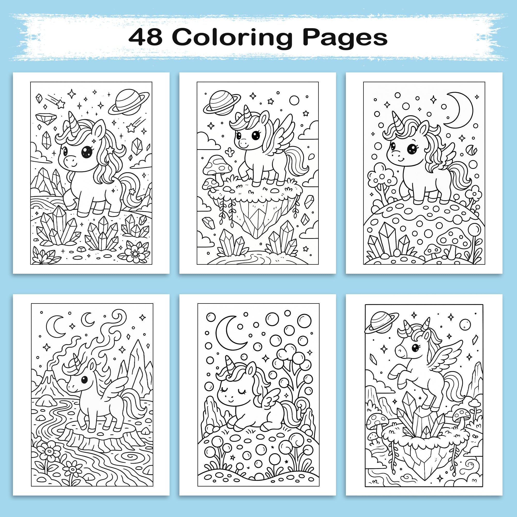 Color the Stars  – A Galaxy Unicorn Adventure in Crystals and Cosmos - Unicorn Coloring Book