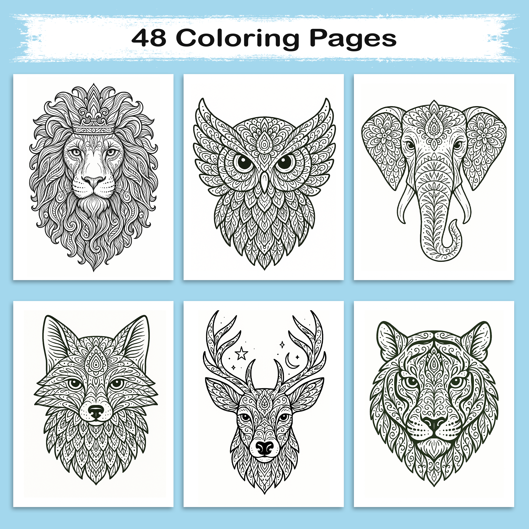 Forest Spirits Coloring Book - Animal Mandalas for Mindfulness and Relaxation