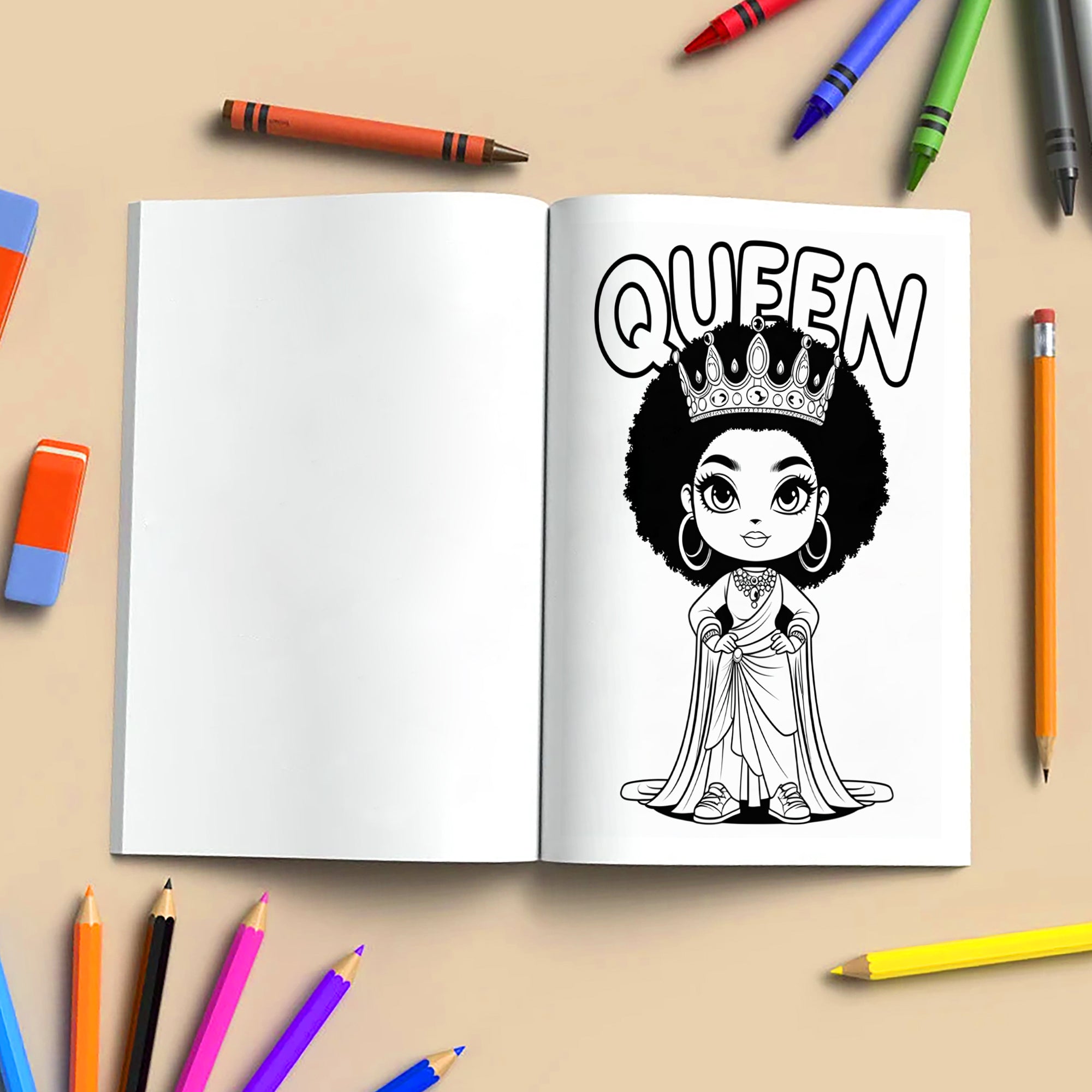 Afro Cuties Coloring Pages – 48 Pages – Cute, Chibi, Black Girl Magic – For Kids