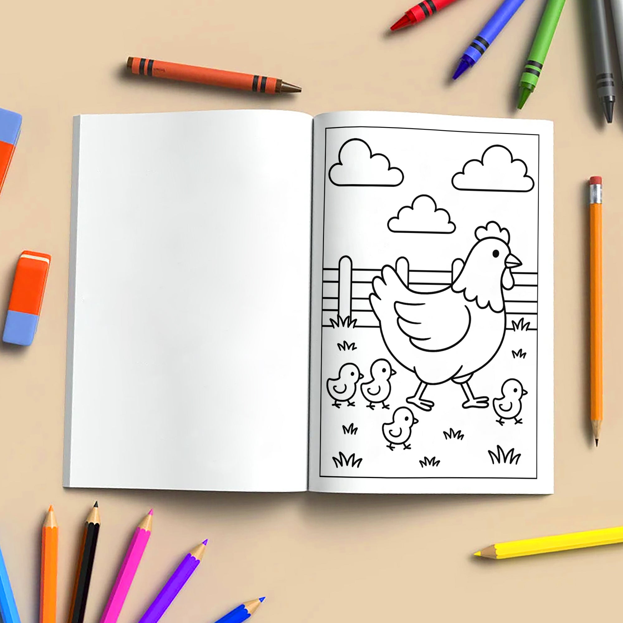 Happy Farm Animals Coloring Book – 48 Fun Coloring Pages for Kids