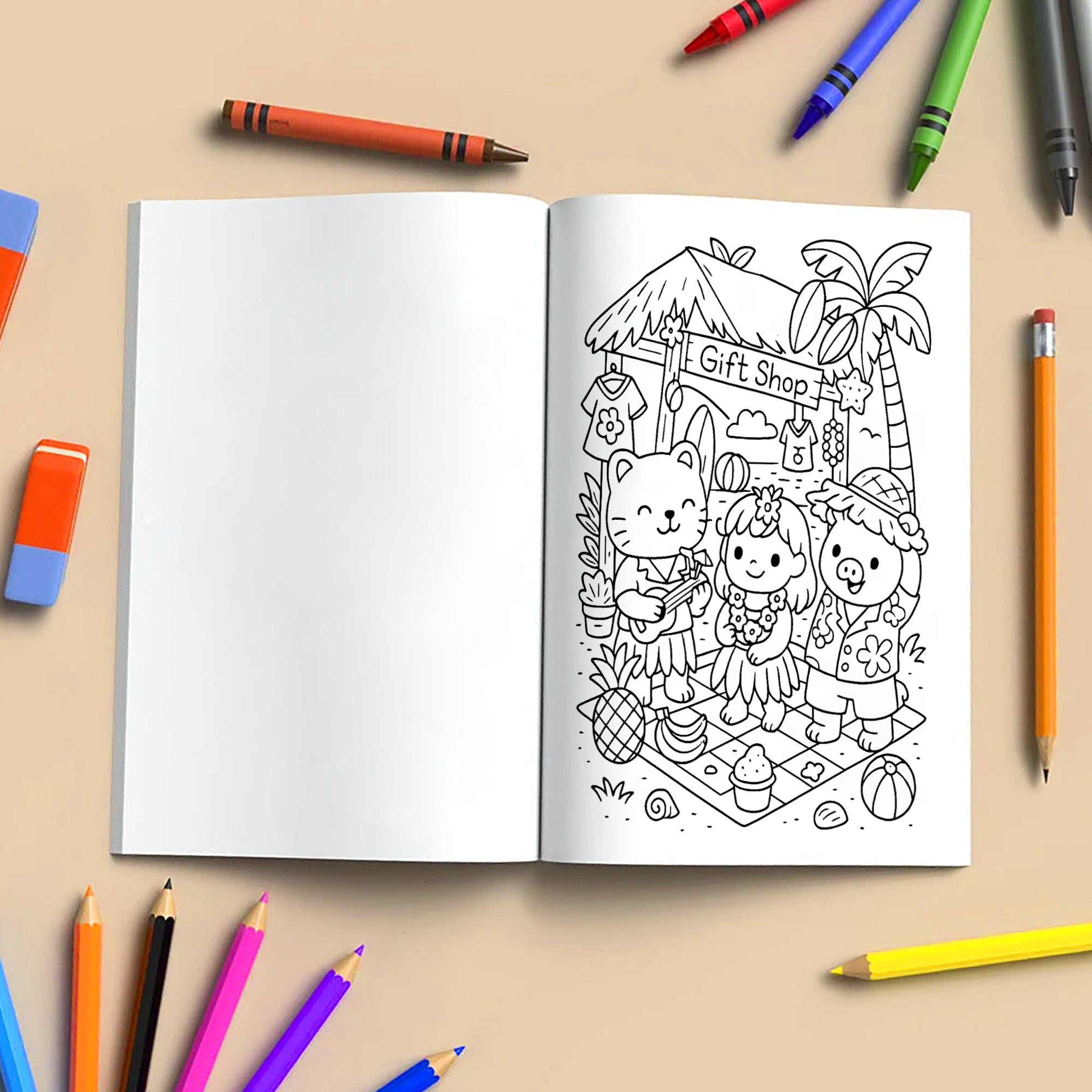 Cozy Hawaii Cute Vacation Coloring Book – 48 Coloring Pages for Kids and Adults