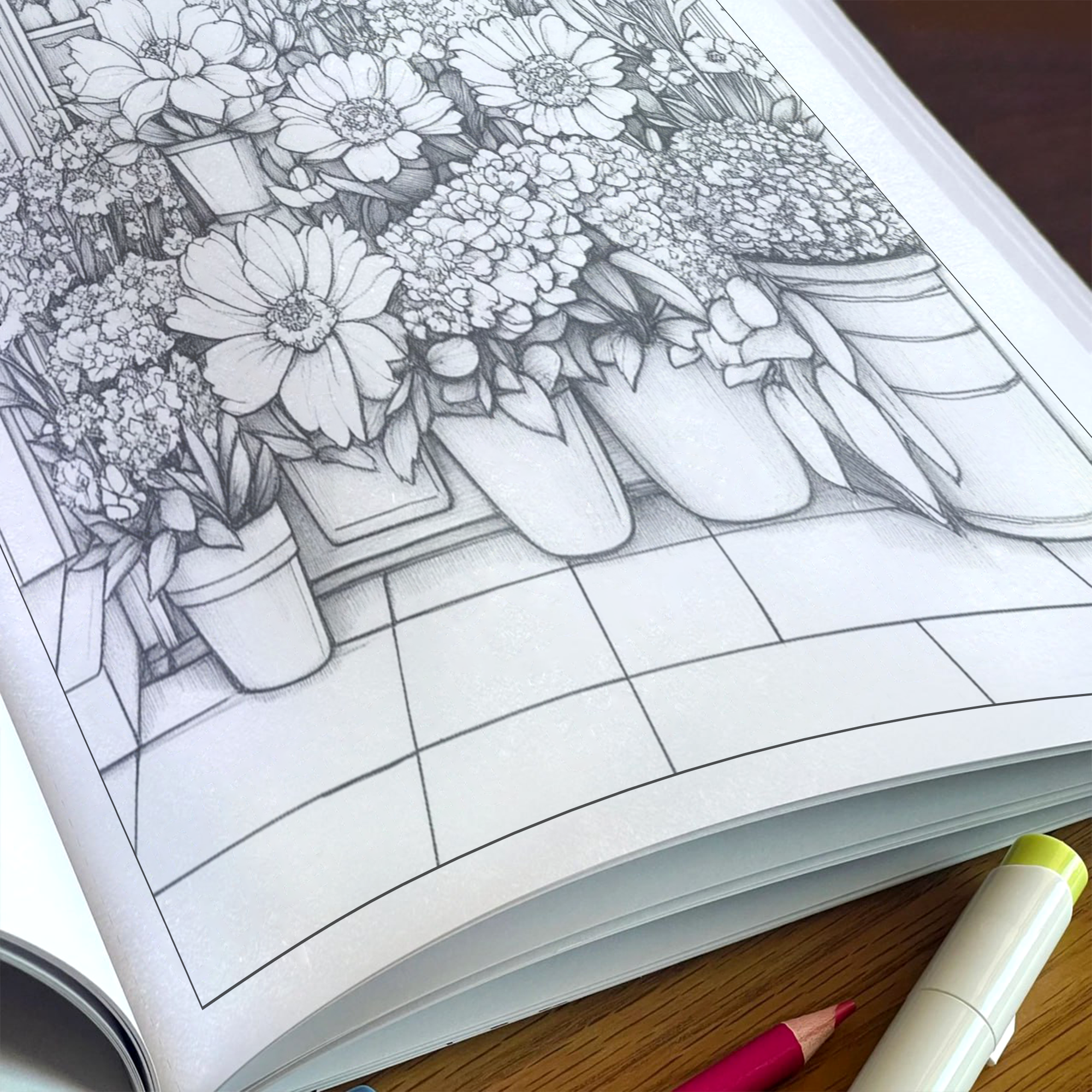 Flower Storefront Coloring Book - Cozy Floral Store Scenes and Decorations