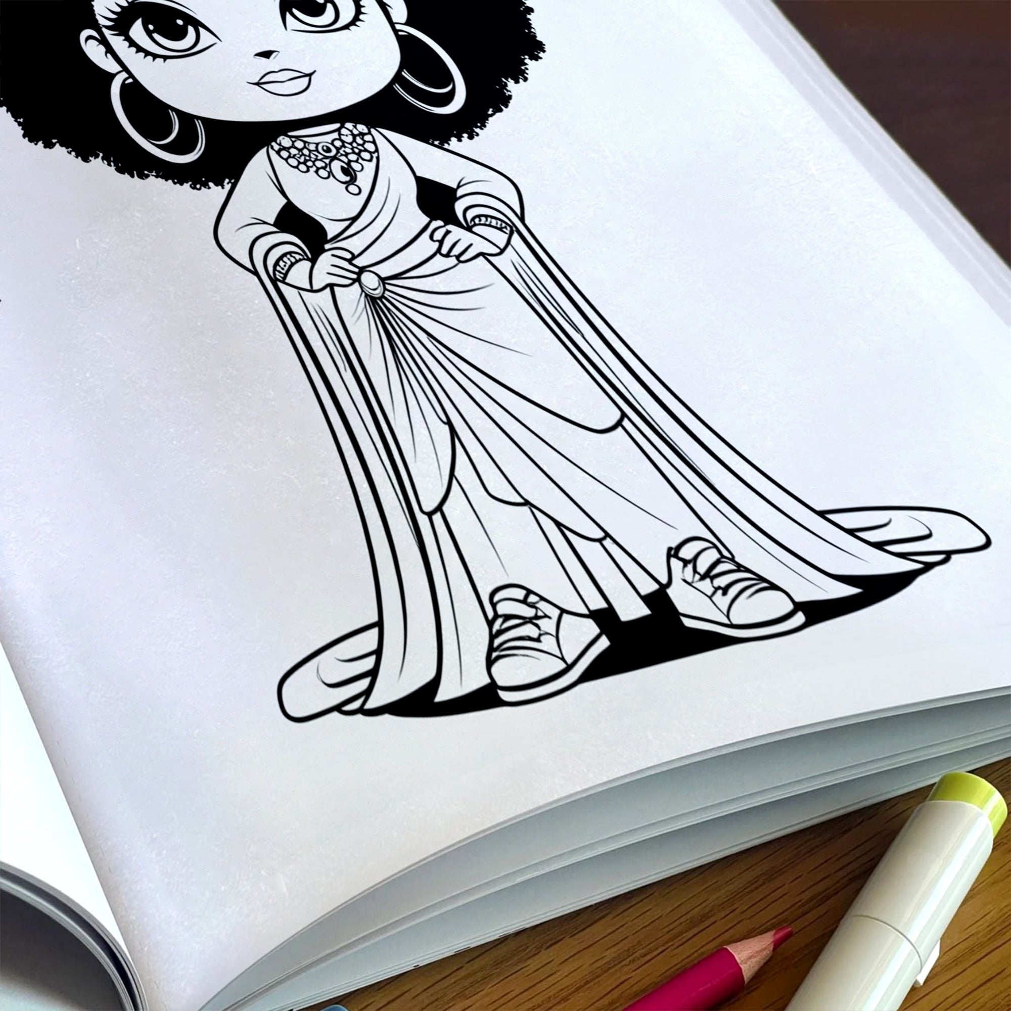 Afro Cuties Coloring Pages – 48 Pages – Cute, Chibi, Black Girl Magic – For Kids