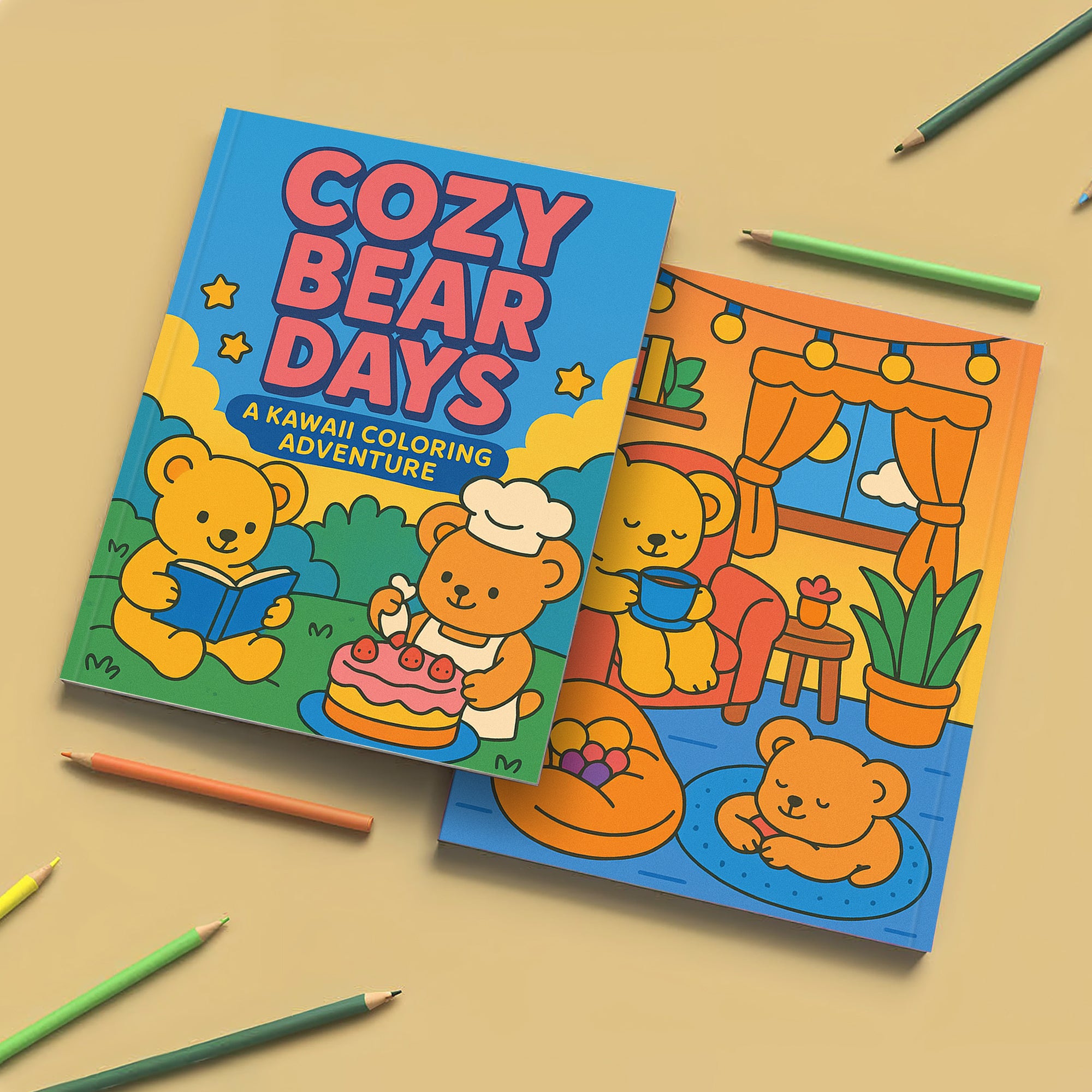 Cozy Bear Days – A Kawaii Coloring Adventure | 48 Adorable Cozy Bear-Themed Pages for Relaxation & Fun