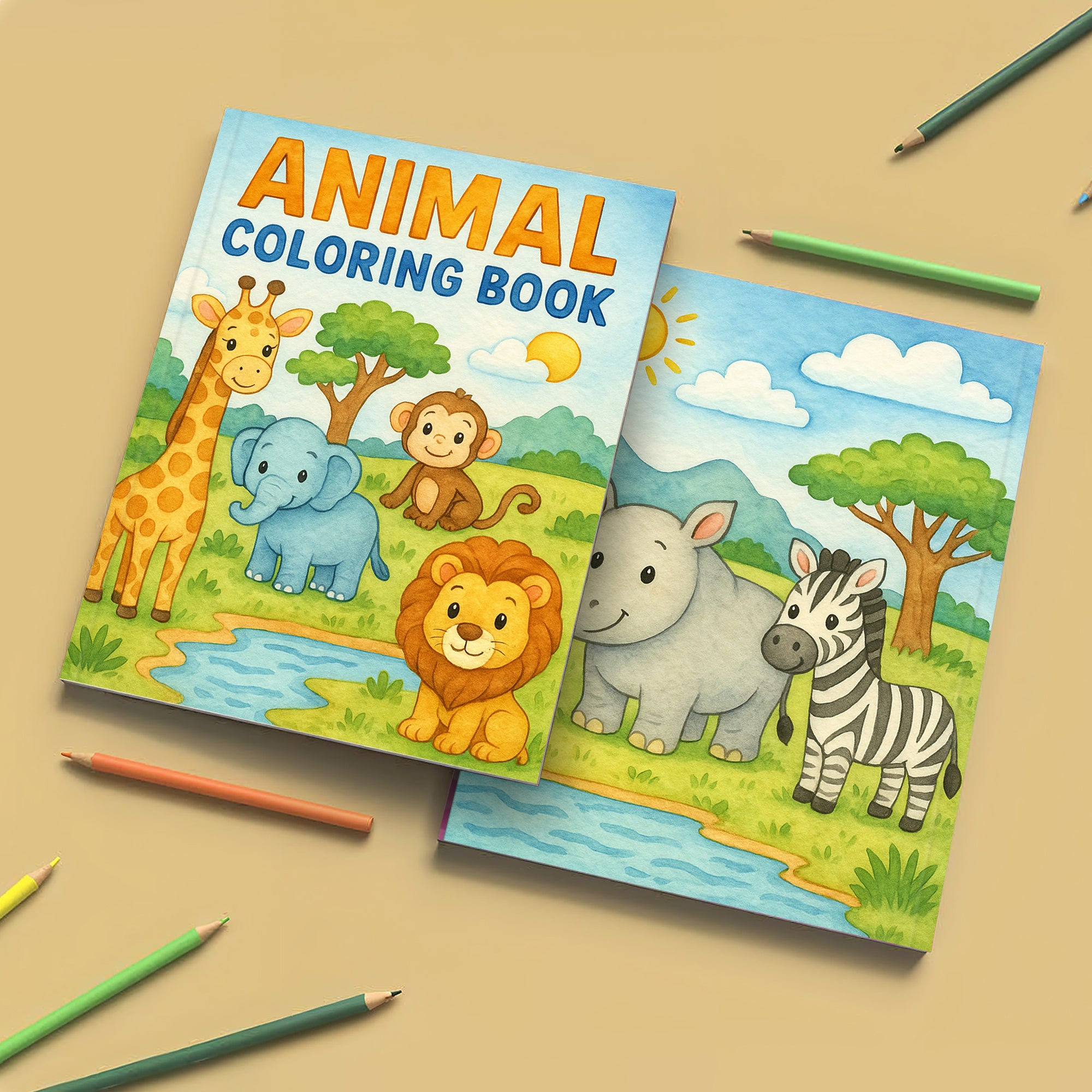 Animal Coloring Book - Cute Safari and Jungle Animals