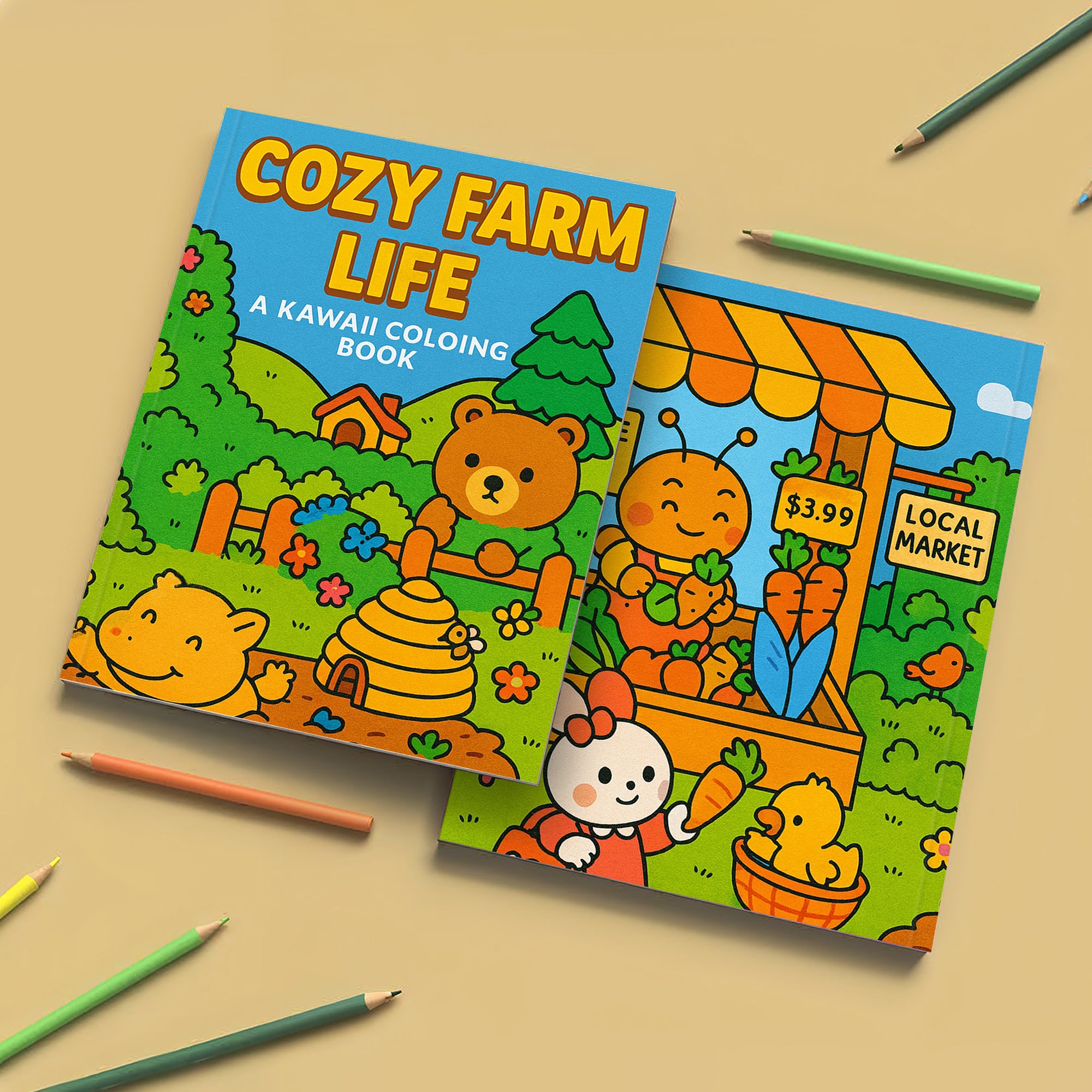 Cozy Farm Life: A Kawaii Coloring Book - Super Cute Animal Characters