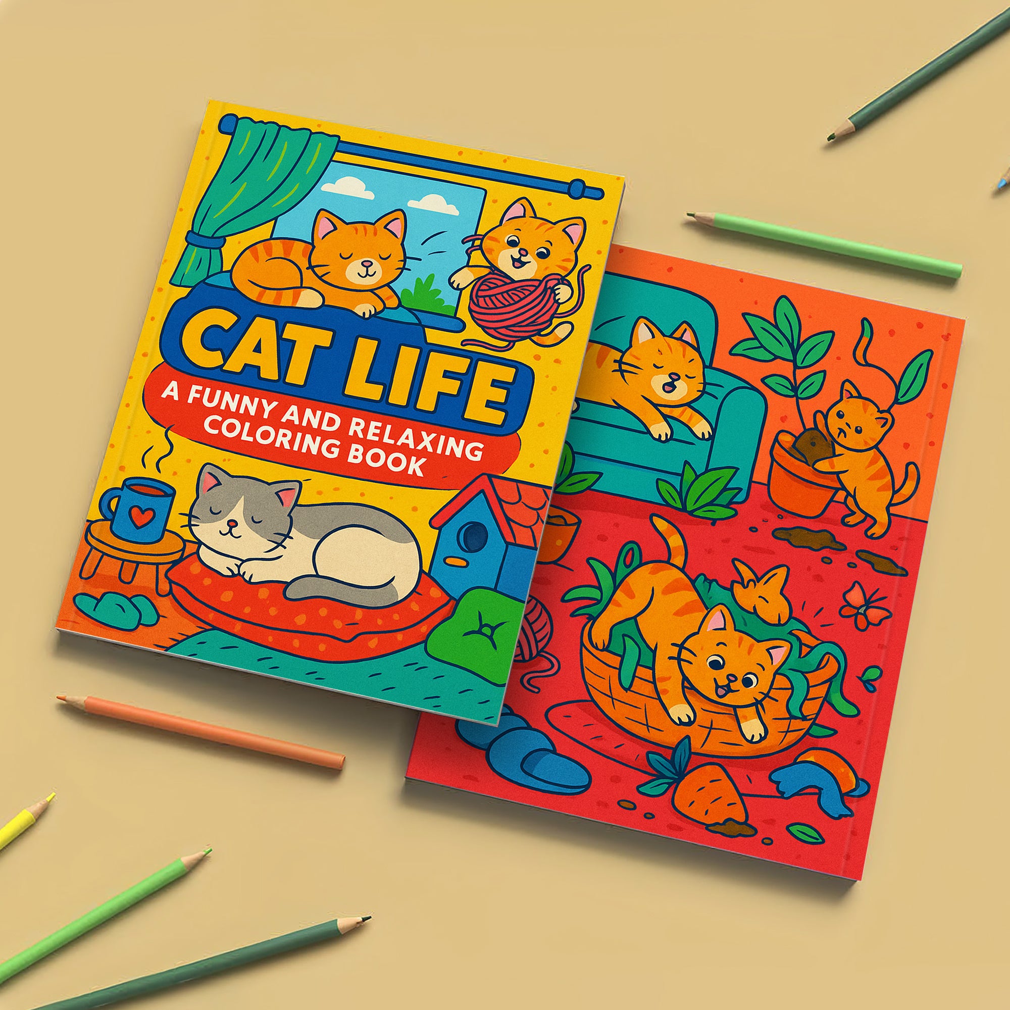Cat Life - A Funny and Relaxing Coloring Book