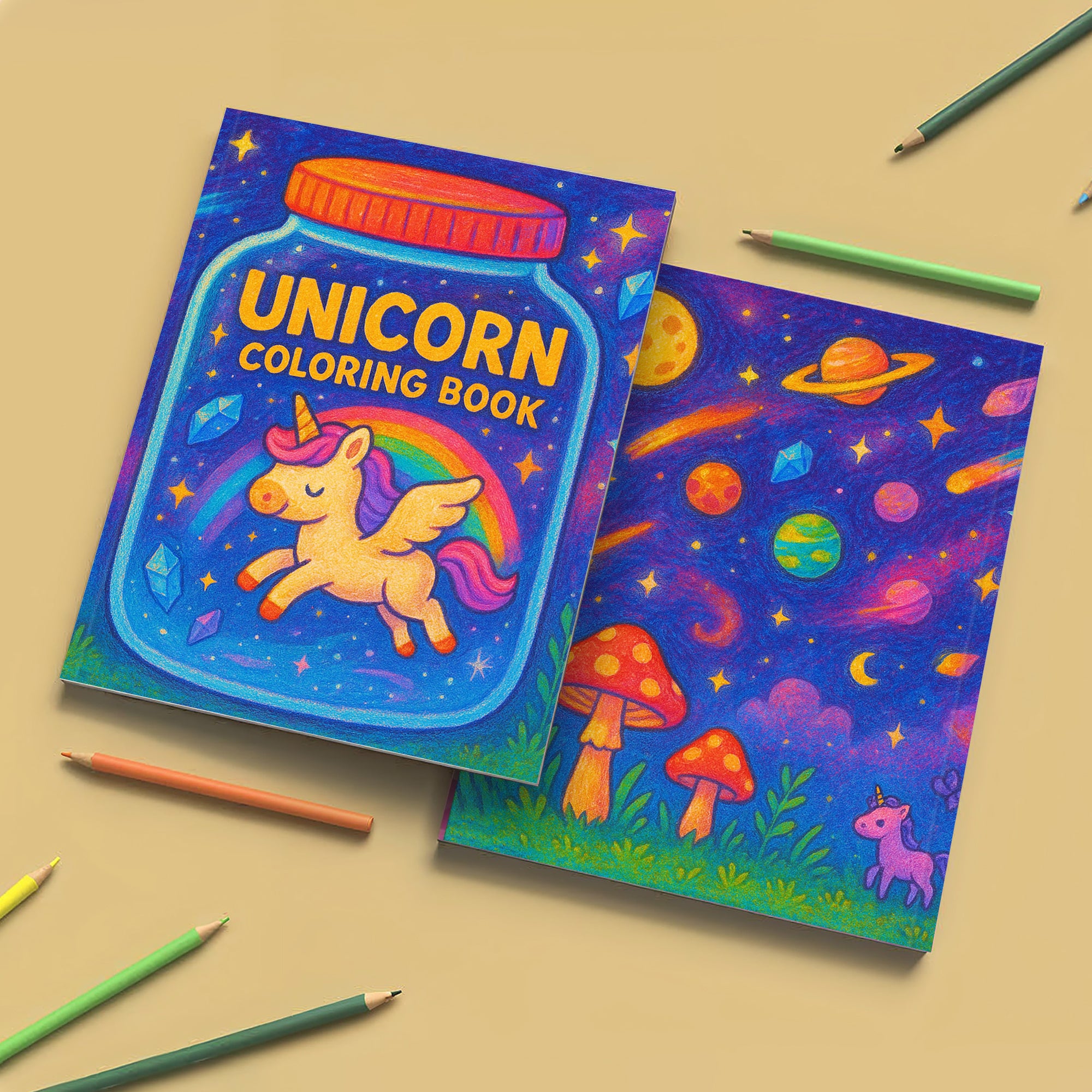 Kawaii Unicorn Coloring Book – Cute Magical Creatures in Glass Jars