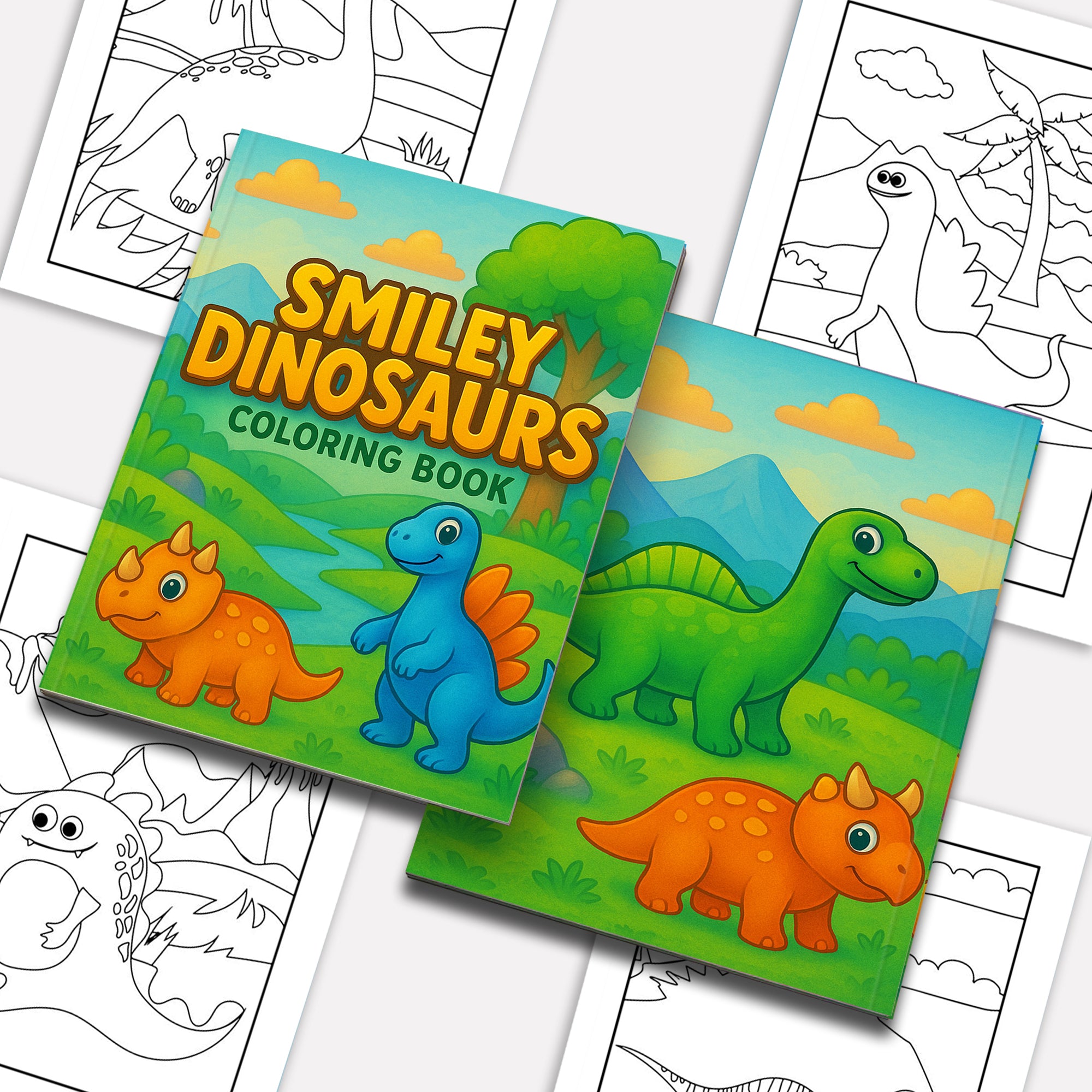 Smiley Dinosaurs Coloring Pages – 48 Joyful, Easy-to-Color Dinosaur Designs – For Kids