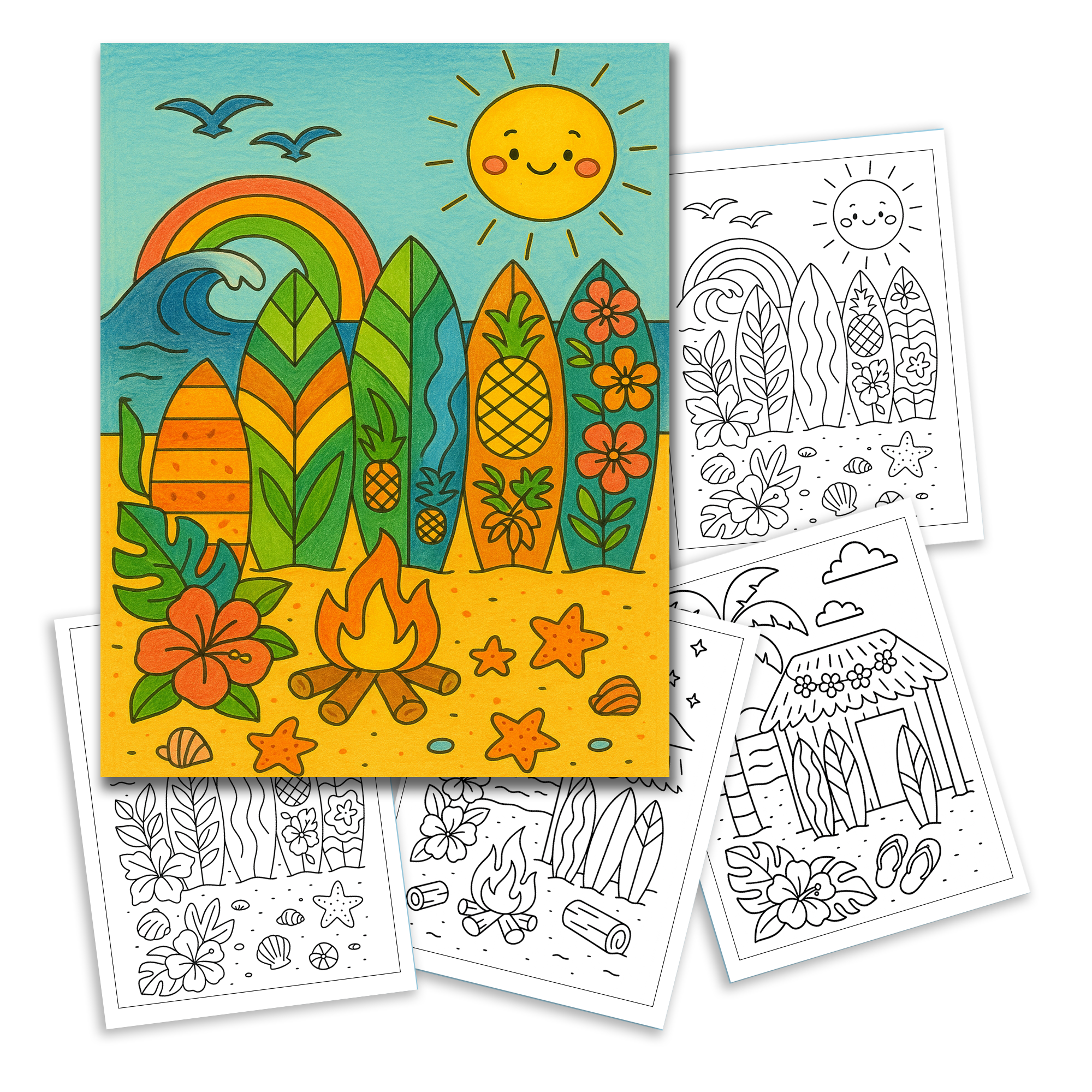 Tropical Surf Party Coloring Pages – 48 Fun Designs for Kids