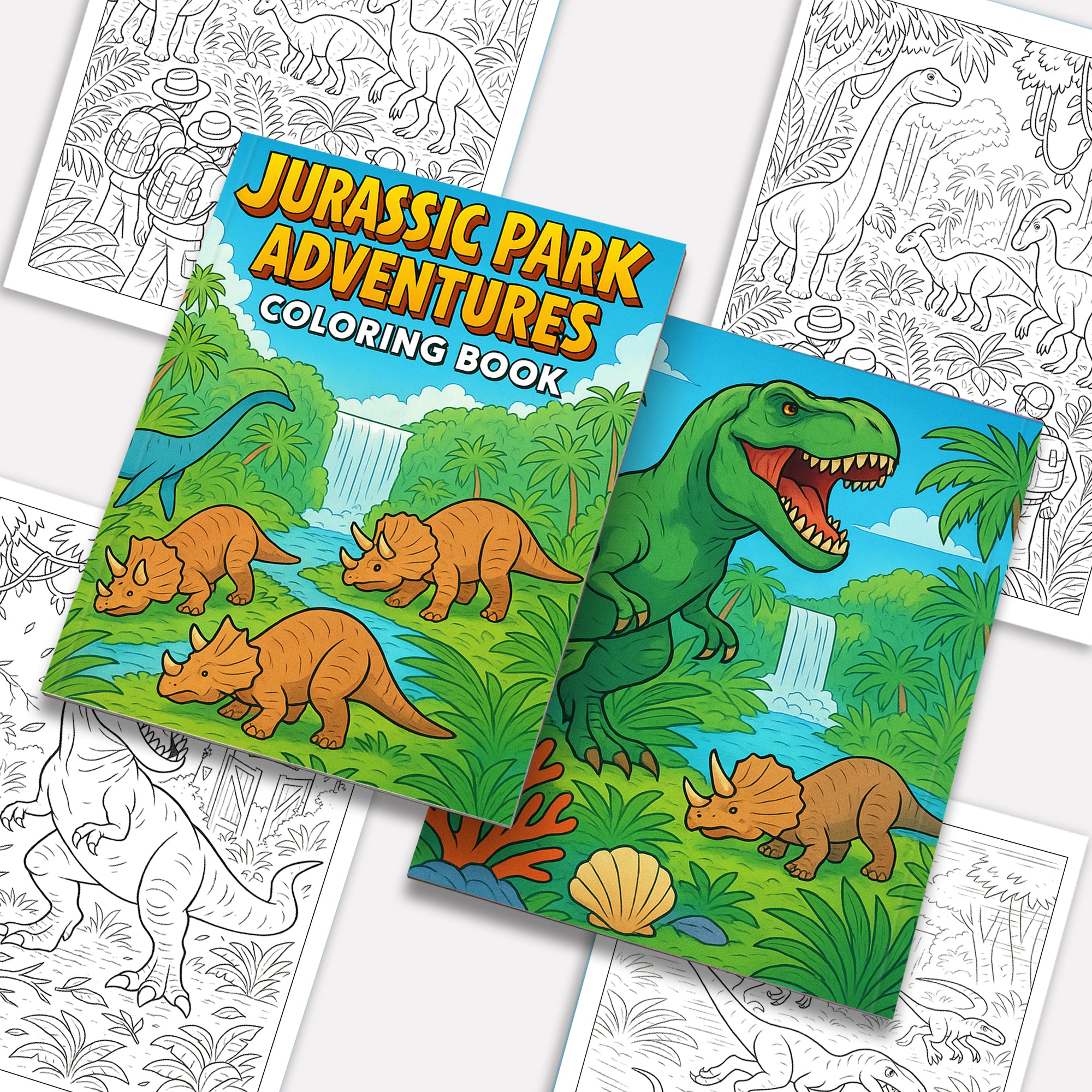 Jurassic Park Adventures – Dinosaur Coloring Pages – 48 Pages – Exciting, Wild, Prehistoric Fun – For Kids