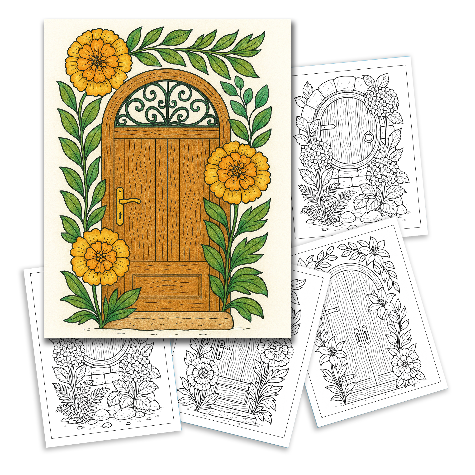 Secret Garden Doors Coloring Pages for Kids – 48 Magical Door Scenes