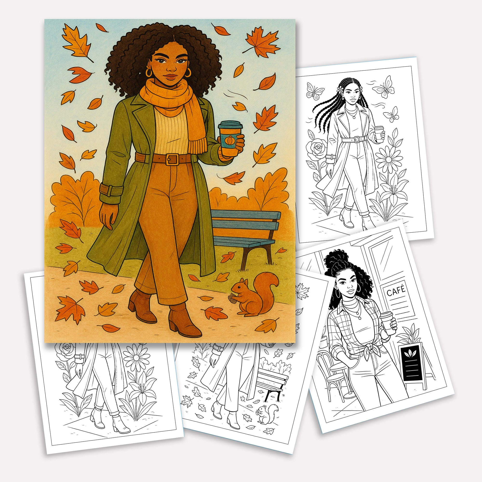 Curly Queen Coloring Pages – 48 Pages – Bold, Empowering, Natural Hair Beauty – For Adults