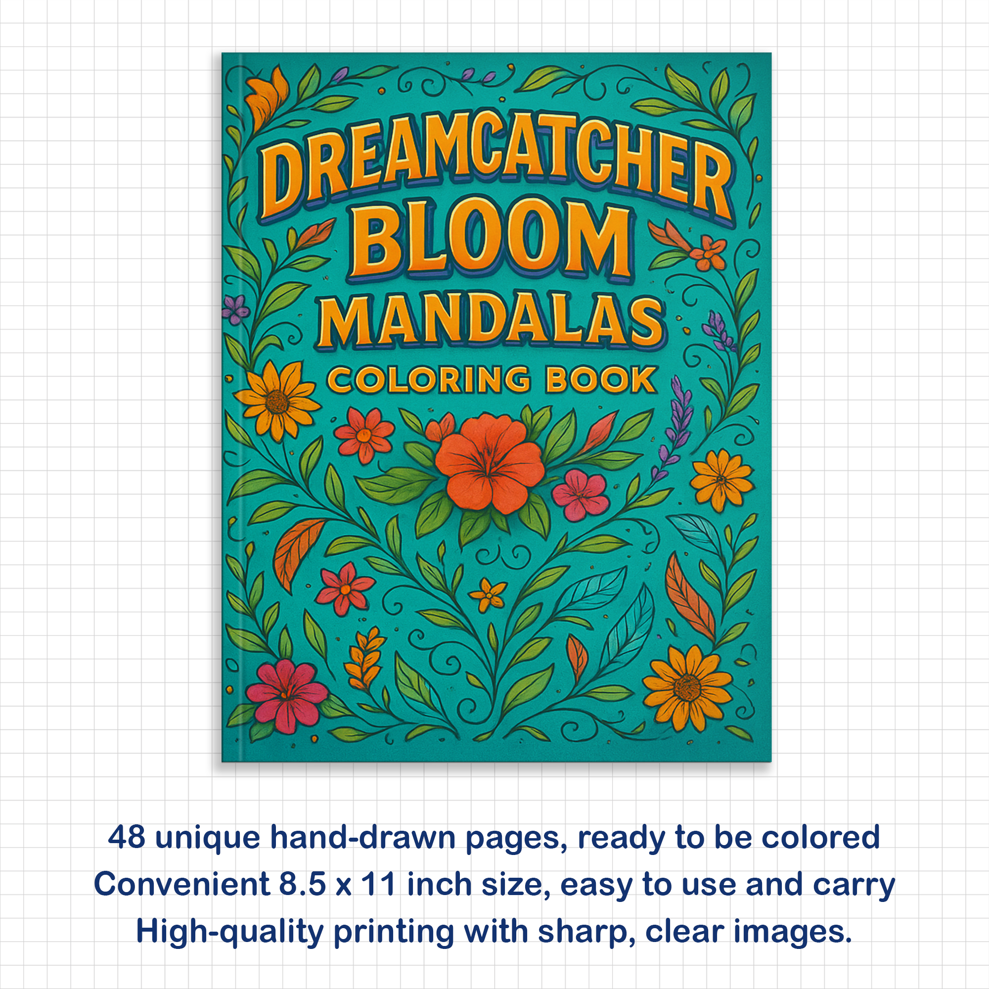 Dreamcatcher Bloom Mandalas Coloring Pages – 48 Intricate Boho Floral Designs for Adults