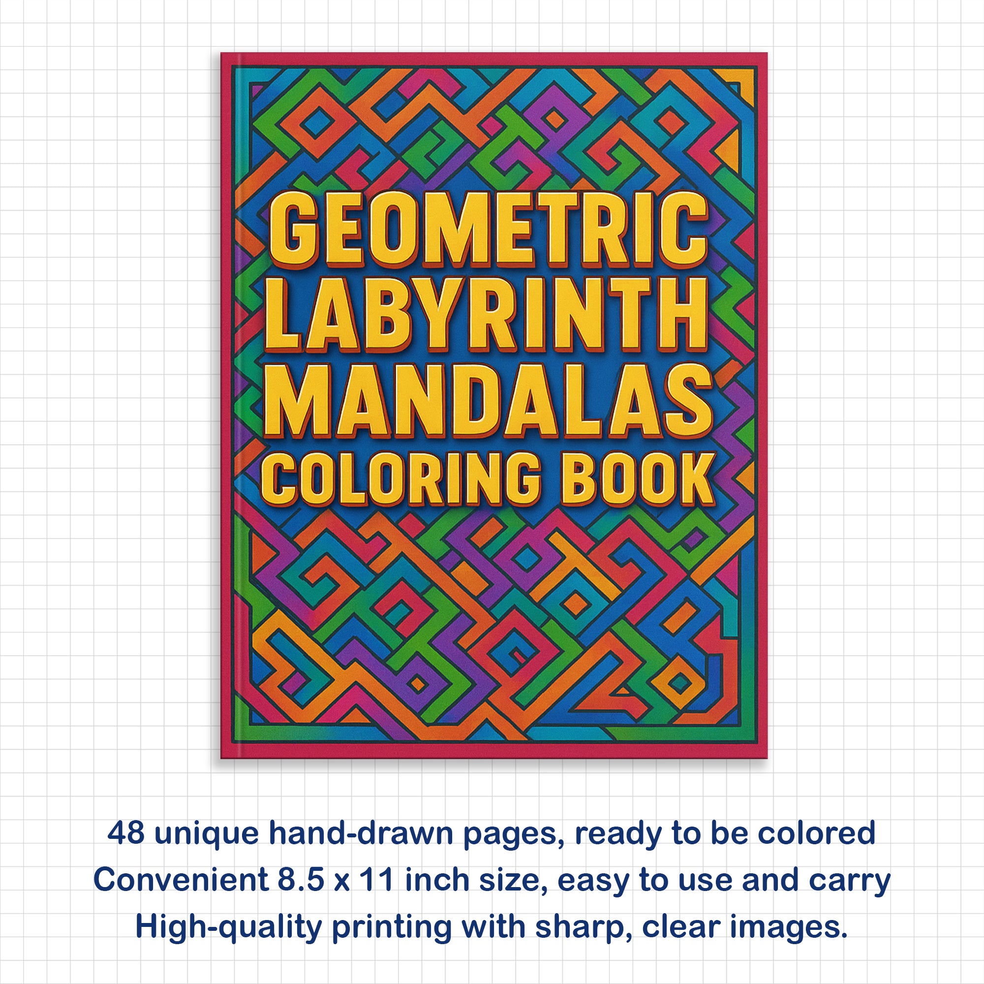 Geometric Labyrinth Mandalas Coloring Pages – 48 Bold Maze-Inspired Designs for Adults