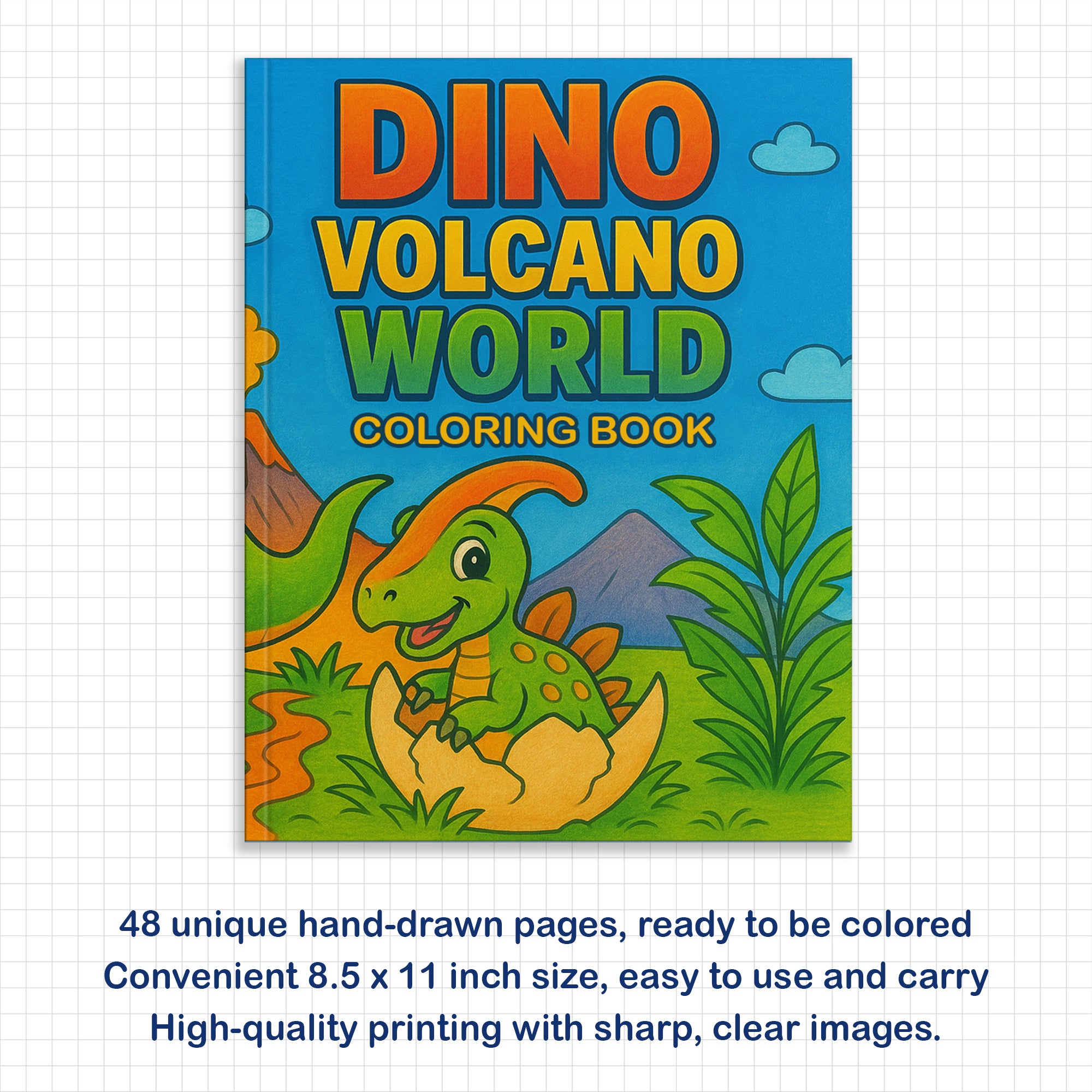 Dino Volcano World Coloring Pages for Kids – 48 Action-Packed Designs