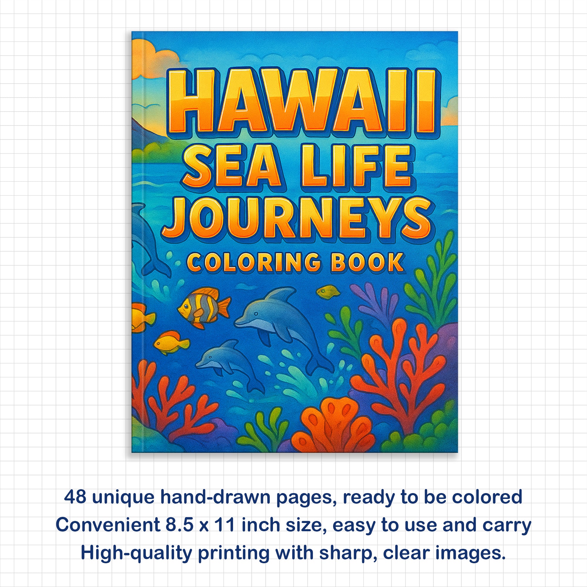 Hawaii Sea Life Journeys Coloring Pages – 48 Tropical Ocean Animal Designs - For Kids