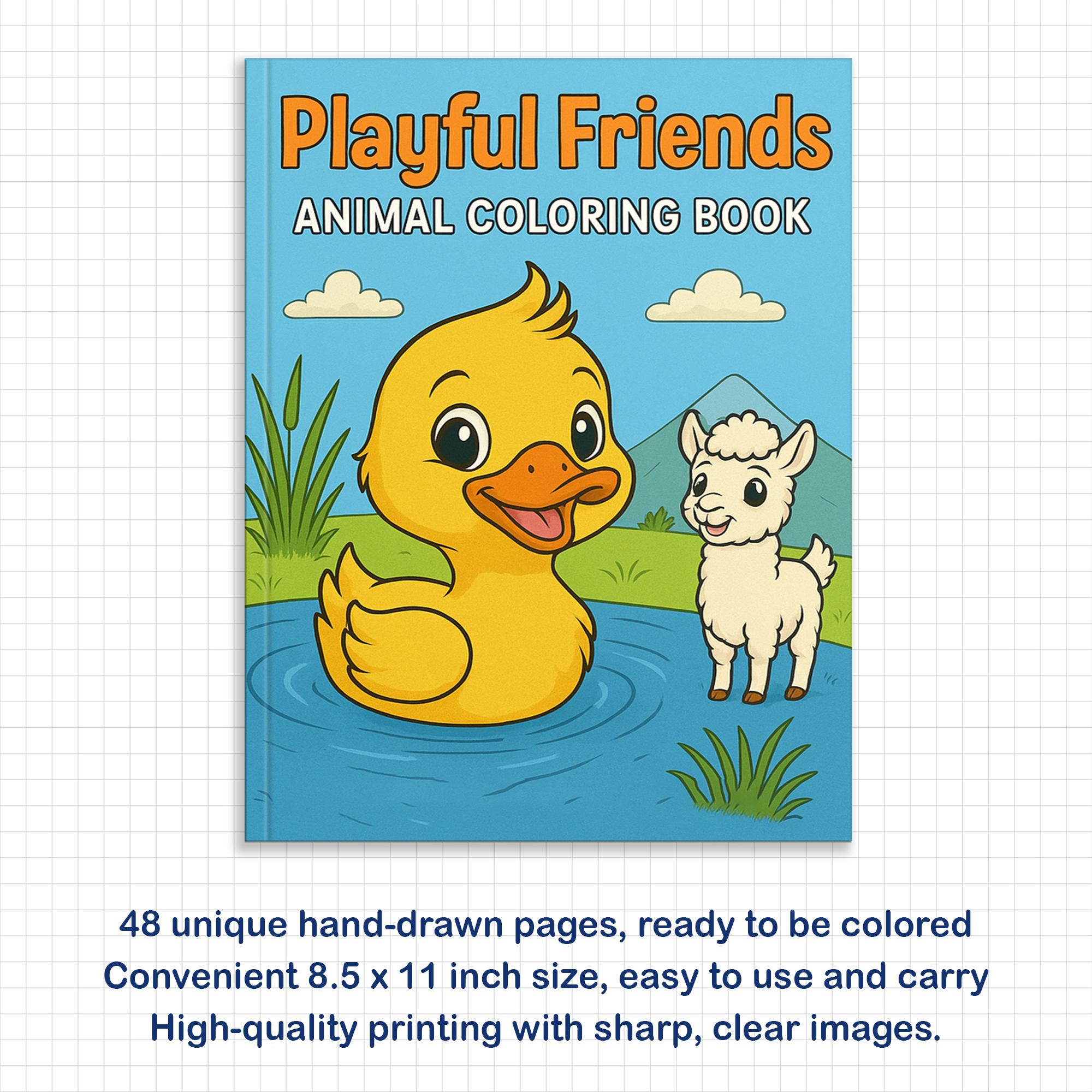 Playful Animal Friends Coloring Pages – 48 Whimsical Designs for Adults