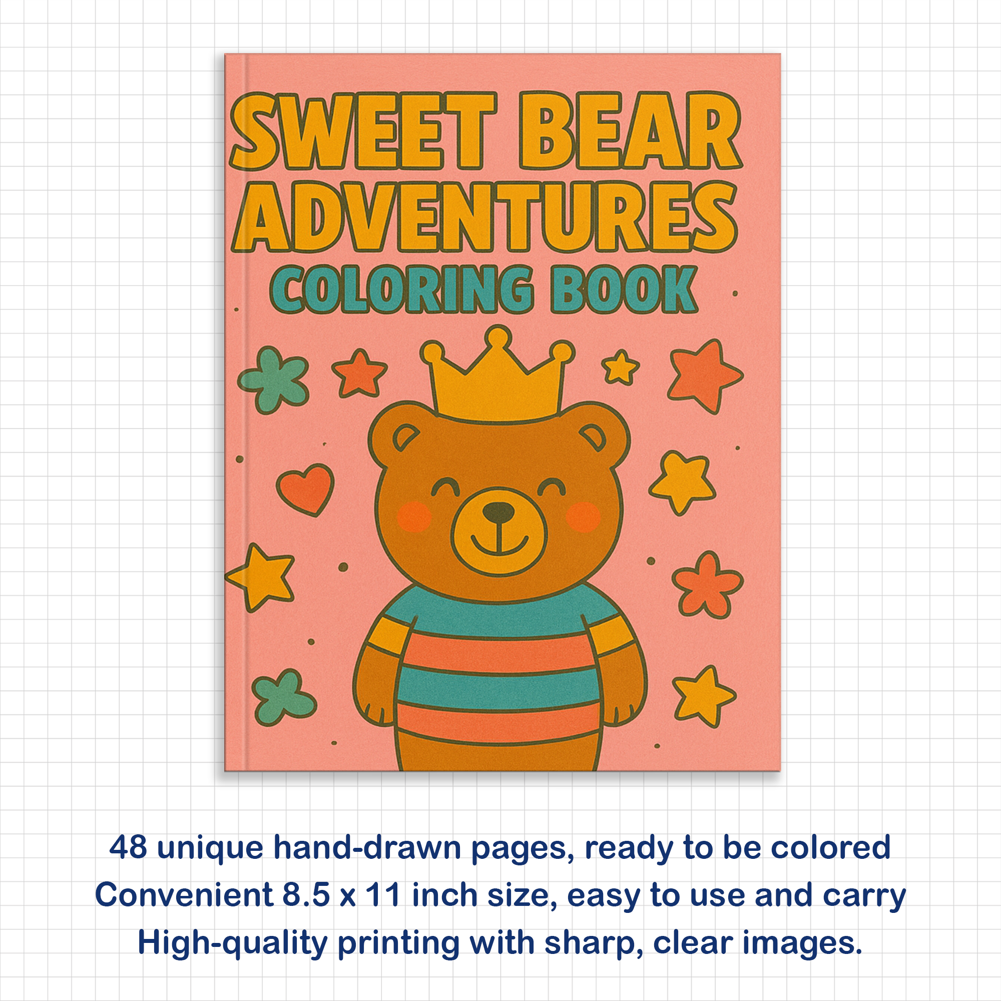Sweet Bear Adventures – Animal Coloring Pages – 48 Pages – Playful, Gentle, Woodland Fun – For Kids