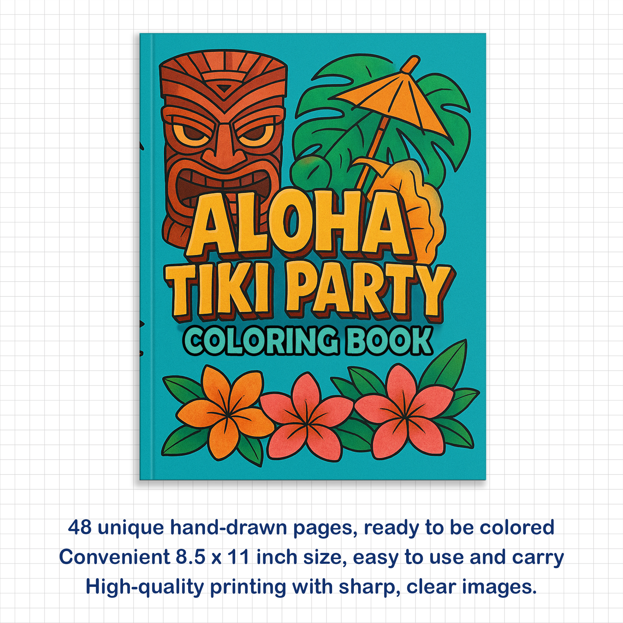 Aloha Tiki Party Coloring Pages for Kids – 48 Fun Island Designs