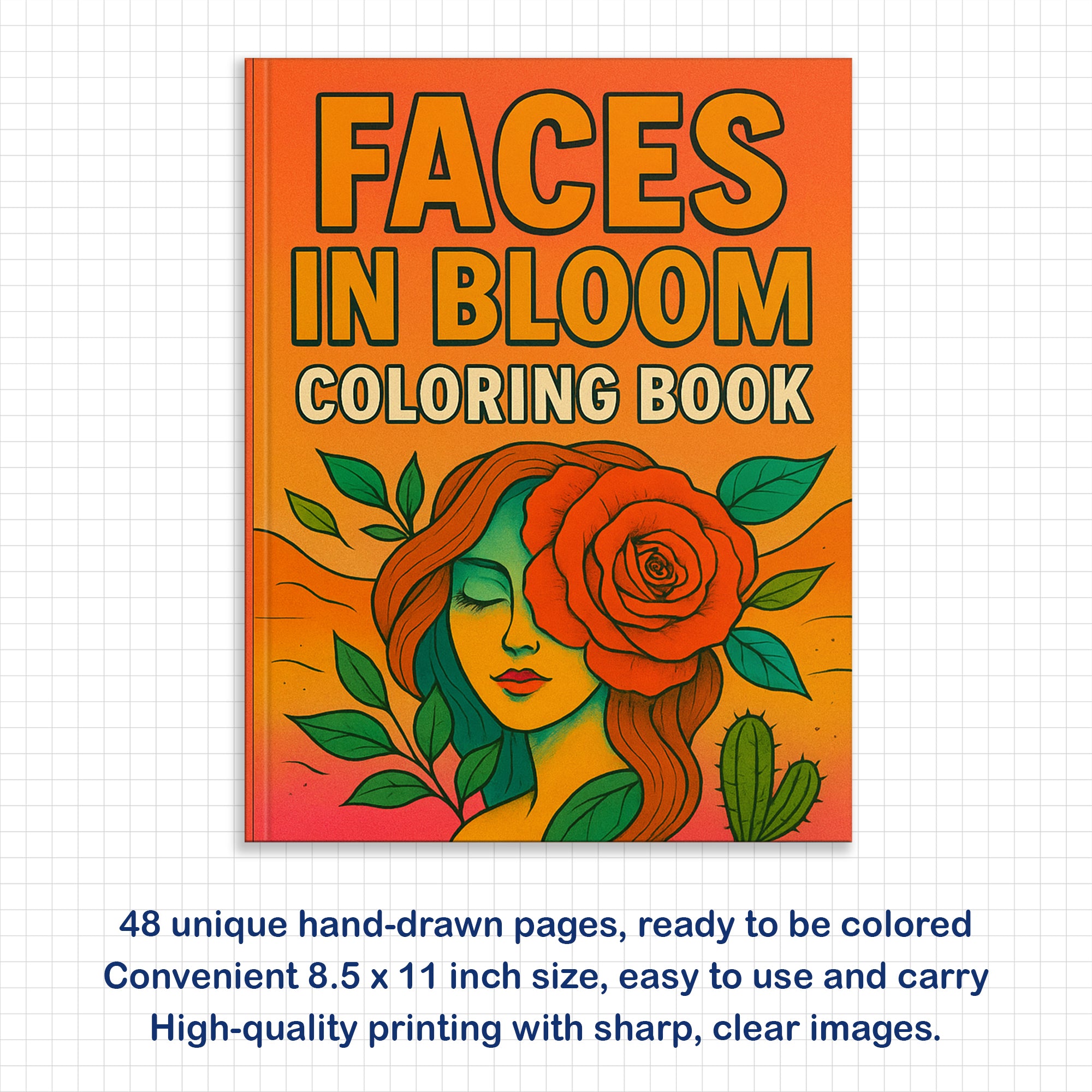 Faces in Bloom – Coloring Pages – 48 Surreal Floral Portraits – For Kids And Adults