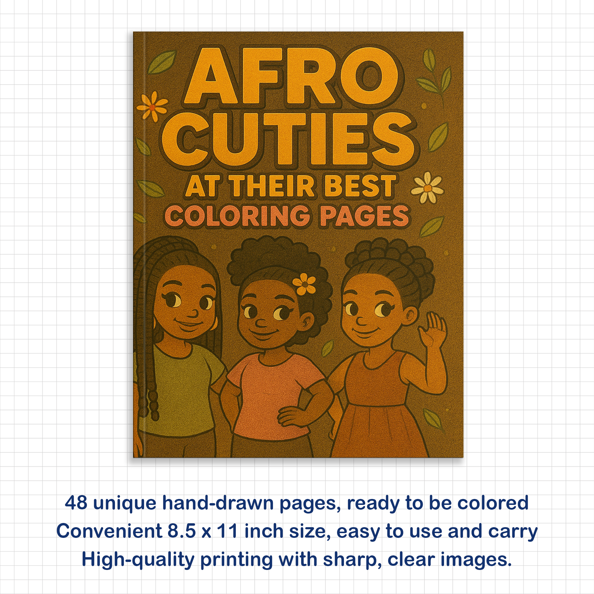 Afro Cuties Self-Care Queens Coloring Pages – 48 Pages – Fun, Beautiful, Black Girl Confidence – For Adults