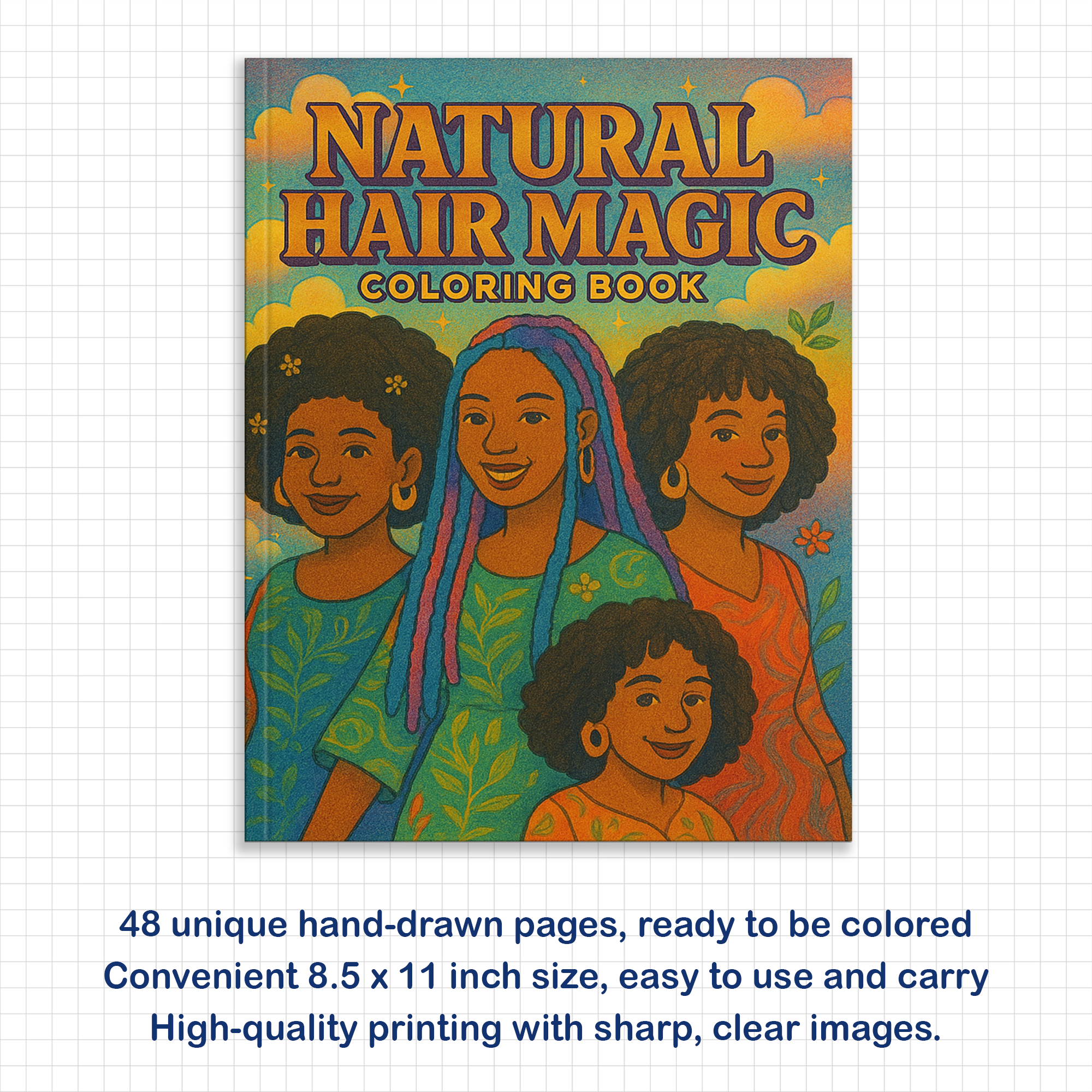 Natural Hair Magic Coloring Pages – 48 Empowering Portraits Celebrating Curls, Braids, and Black Beauty