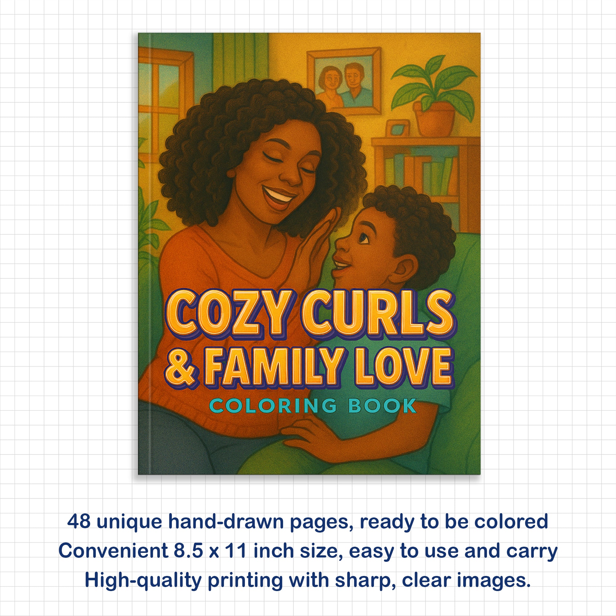 Cozy Curls & Family Love Coloring Pages – 48 Warm Domestic Scenes for Adults