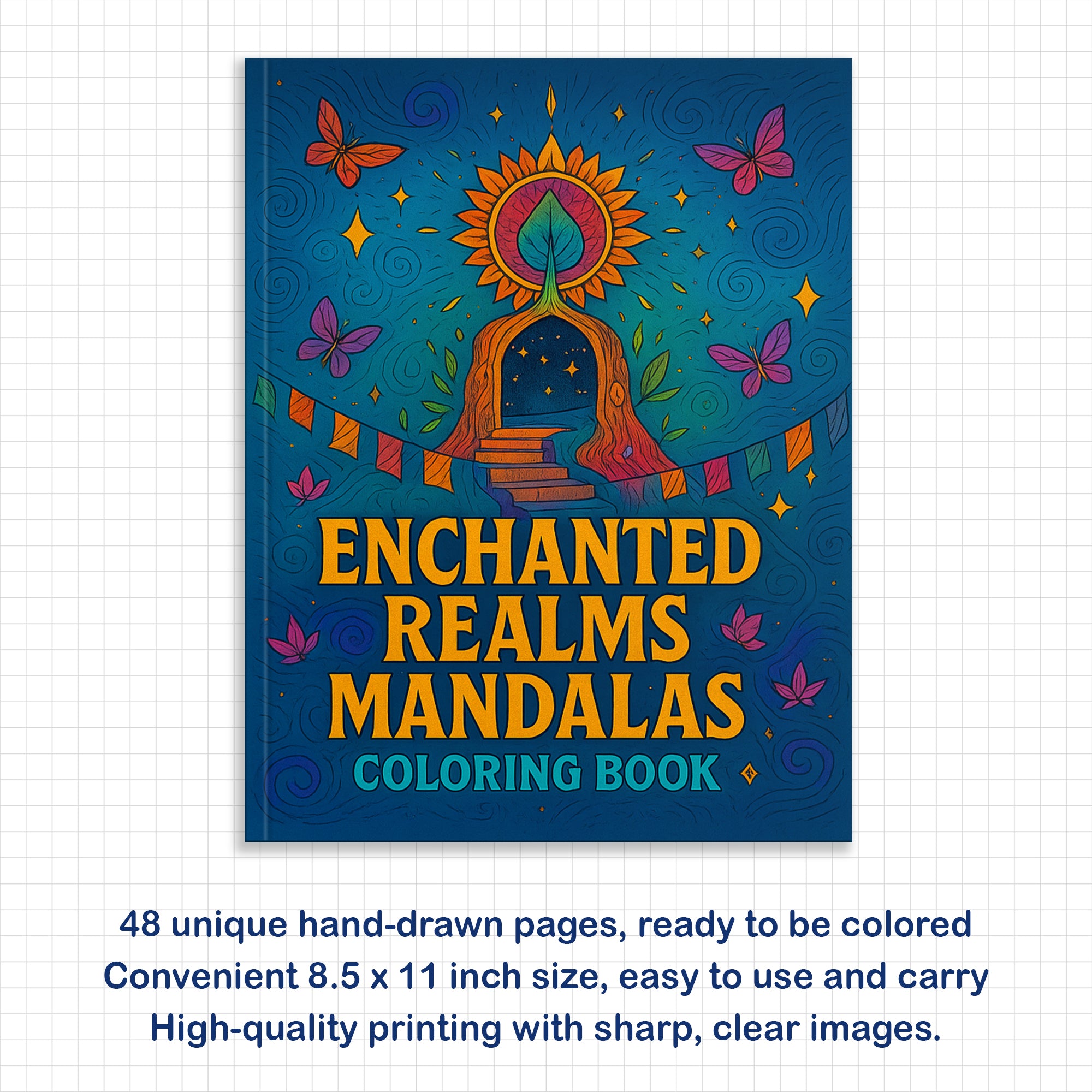 Enchanted Realms Mandalas Coloring Pages – 48 Fantasy Designs of Sacred Nature - For Adults