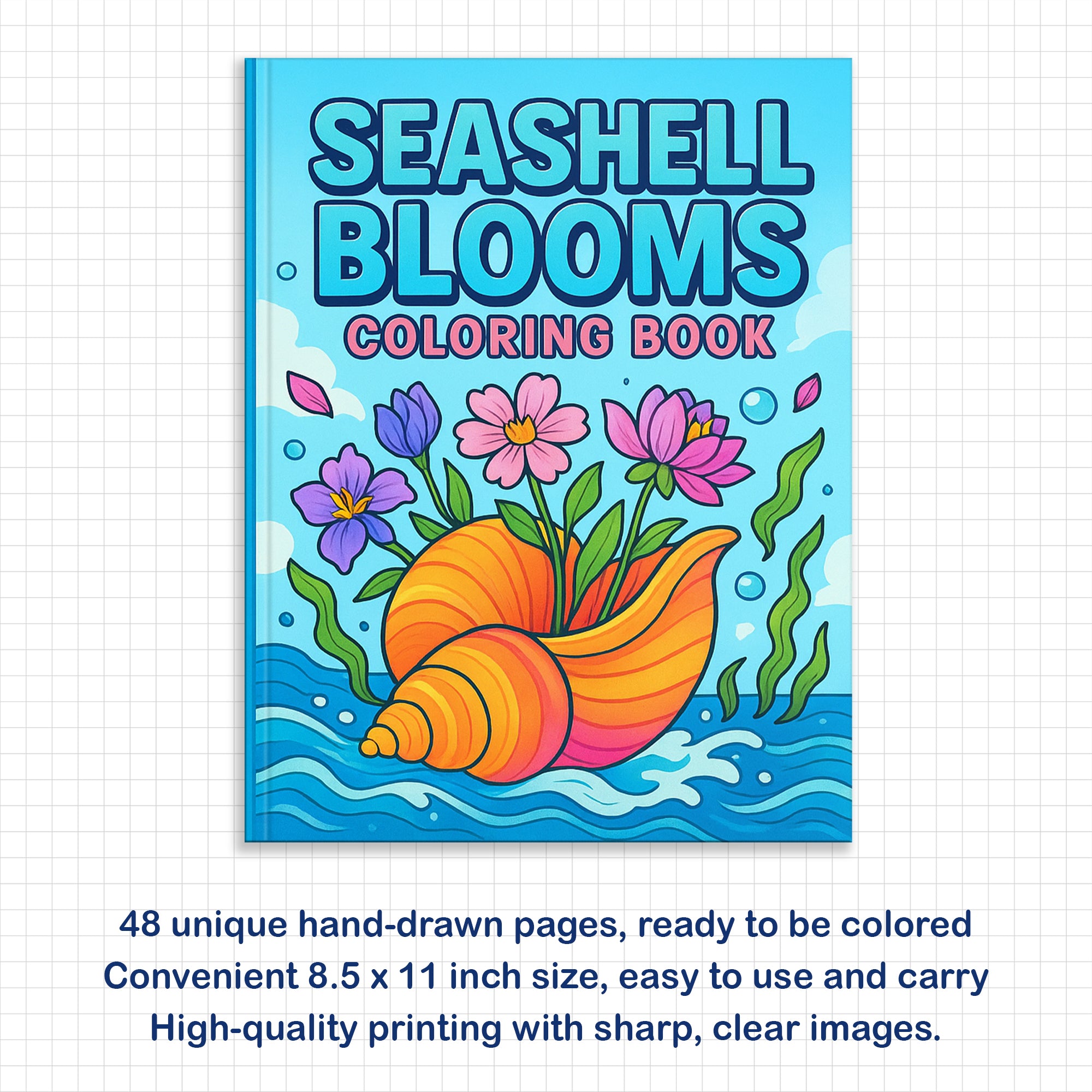 Seashell Blooms – Coloring Pages – 48 Ocean-Inspired Floral Designs – For Kids And Adults