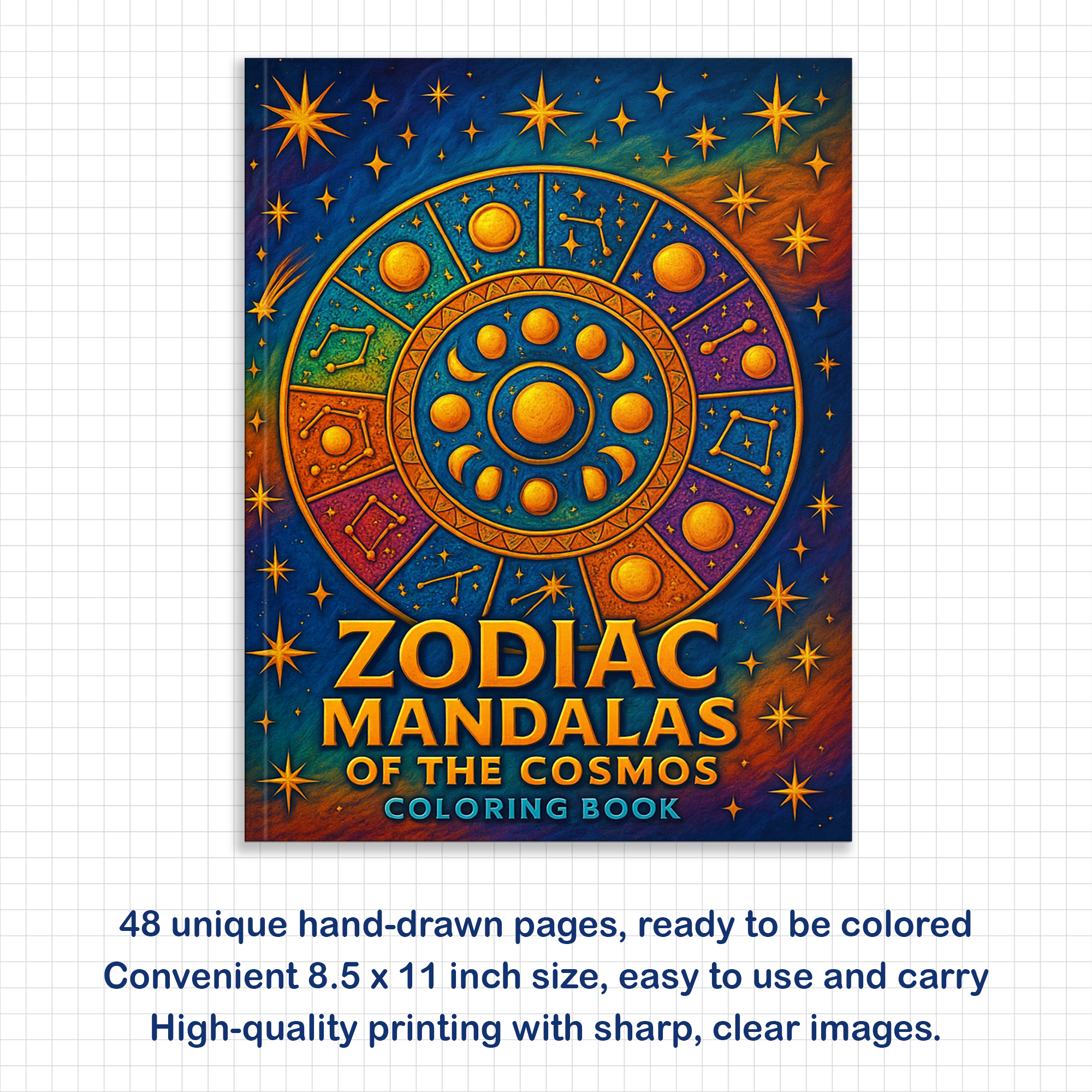 Zodiac Mandalas of the Cosmos Coloring Pages – 48 Celestial Astrology Designs for Adults