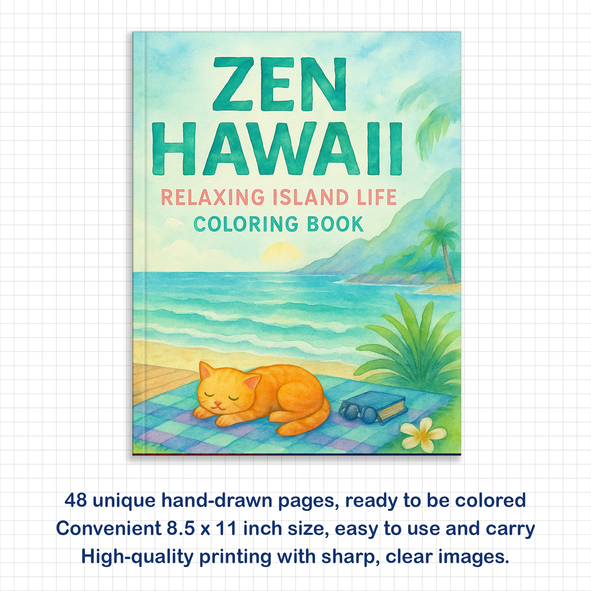 Zen Hawaii Coloring Pages – 48 Peaceful Island Life Scenes for Adults