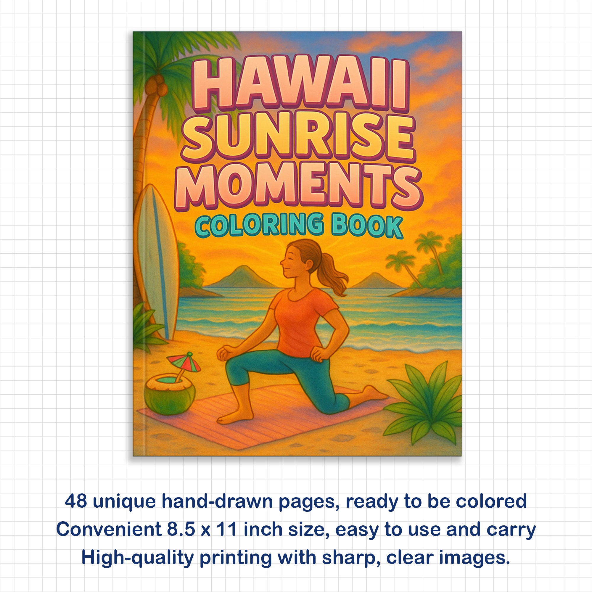 Hawaii Sunrise Moments Coloring Pages – 48 Peaceful Beach Scenes for Adults
