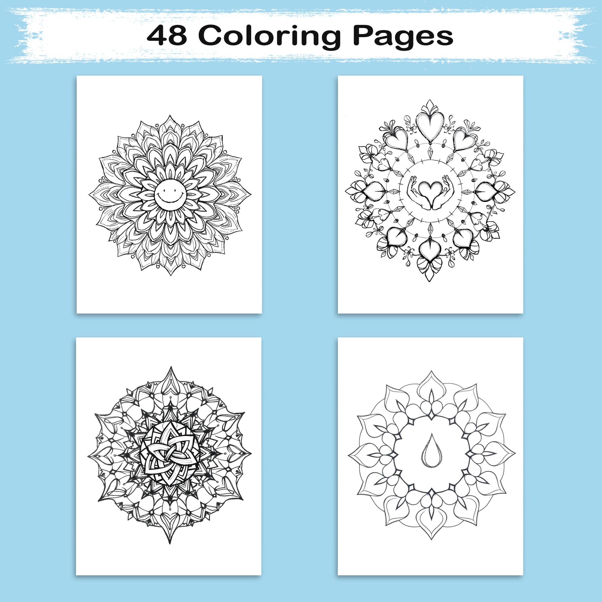 Emotional Mandalas – Mandala Coloring Pages – 48 Pages – Joy, Calm, Gratitude & Reflective Patterns – For Adults