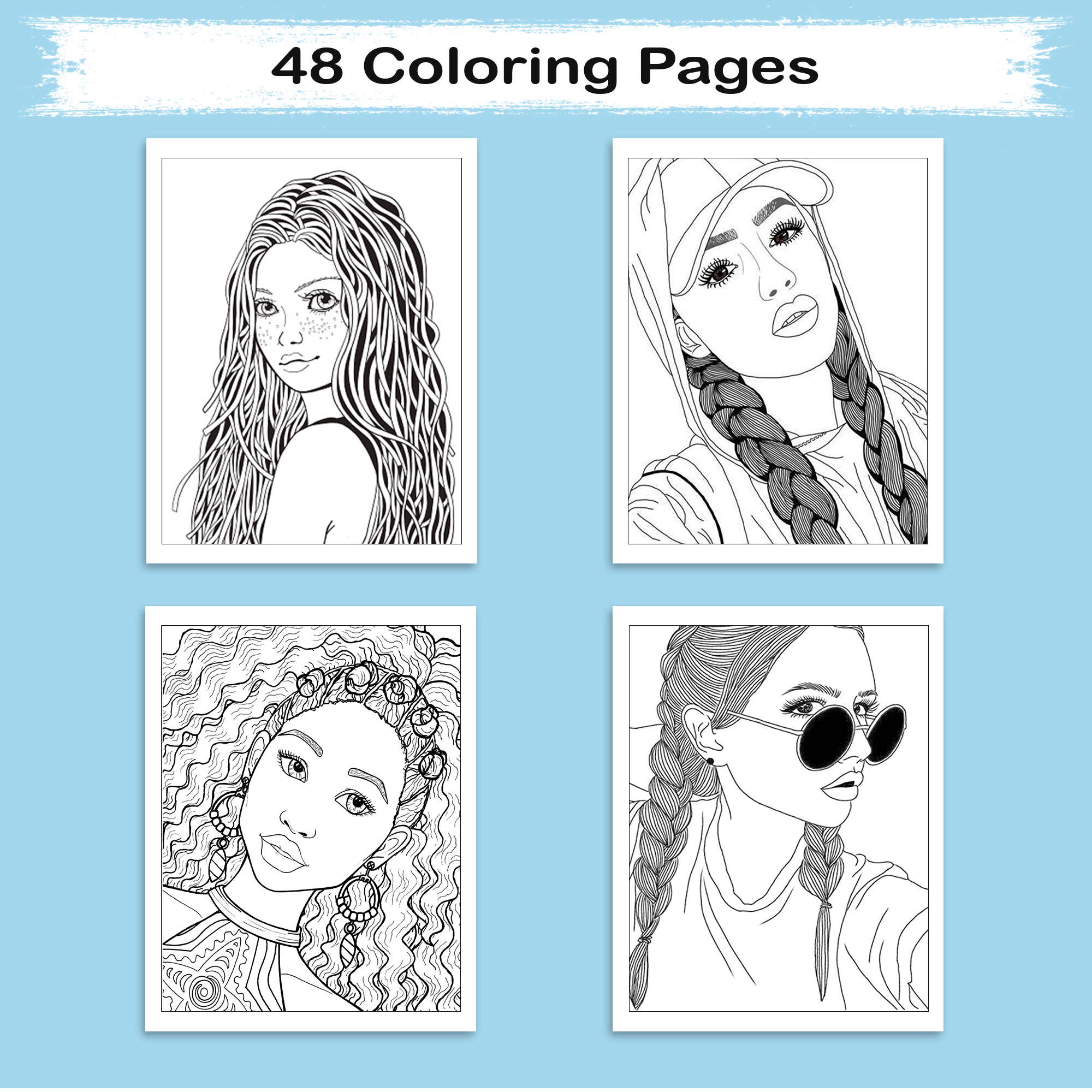 Beautiful Brown Girls Coloring Pages – 48 Elegant Designs for Adults