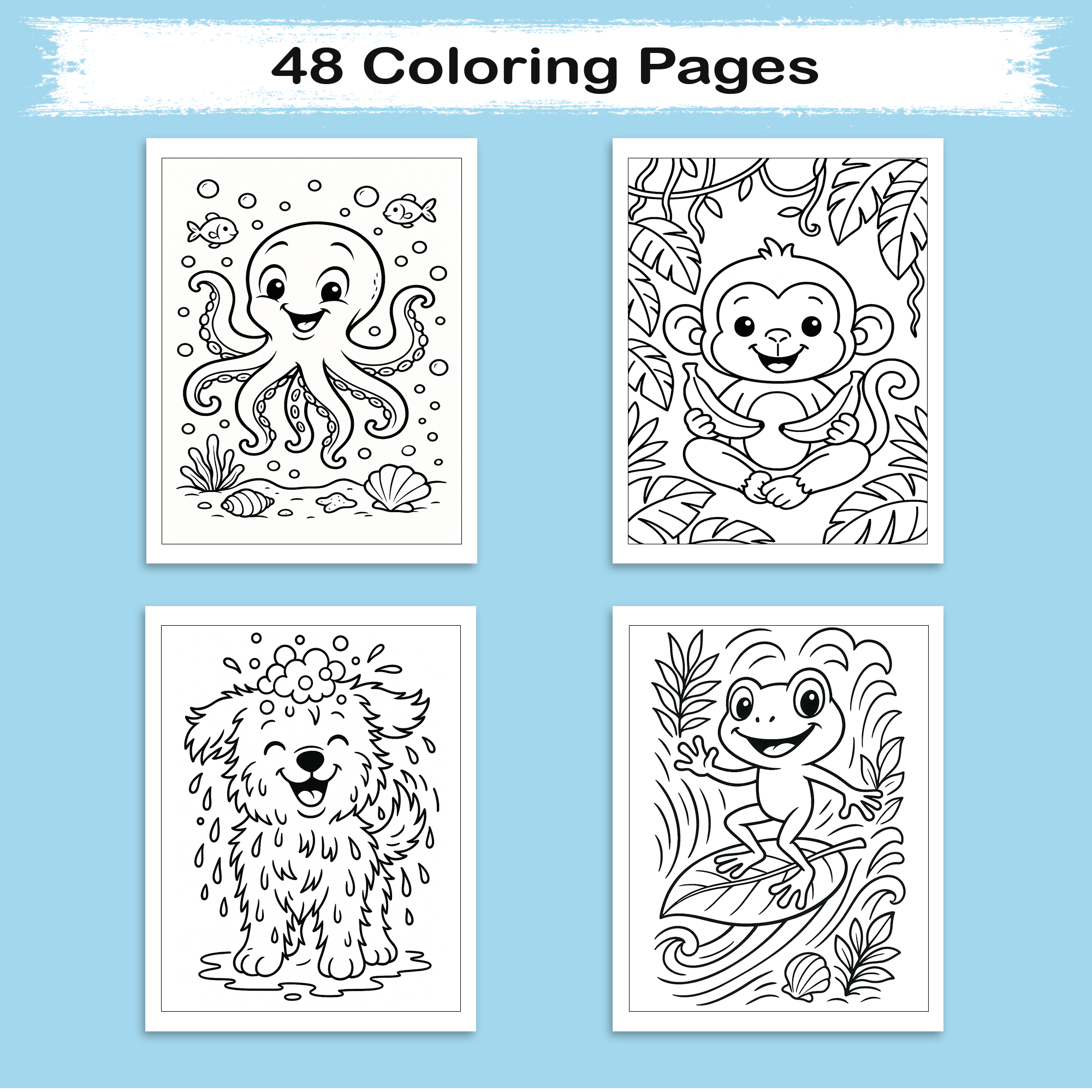Funny Animal Coloring Pages for Kids – 48 Goofy & Cute Designs