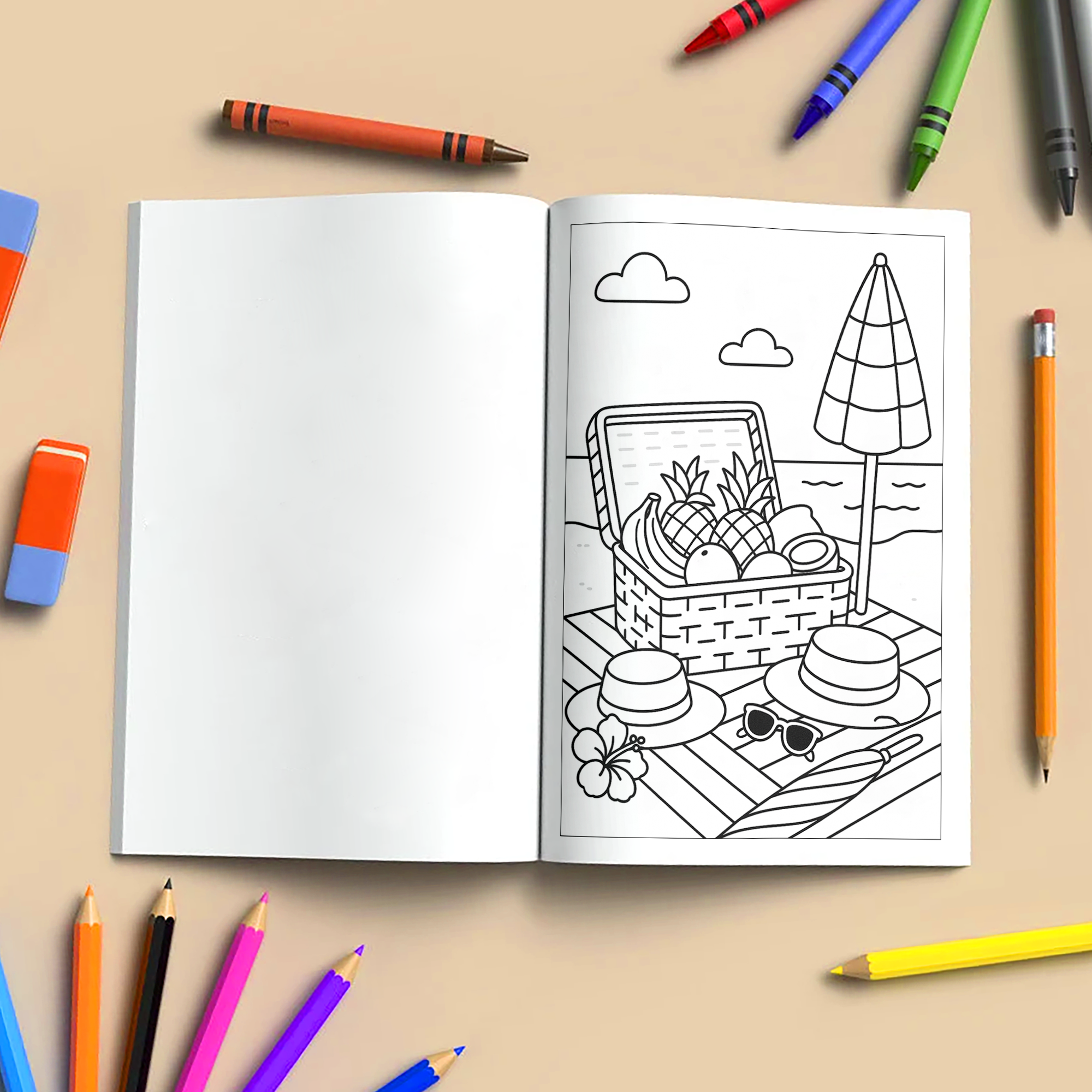 Cozy Hawaii Island Vibes Coloring Pages – 48 Pages – Chill, Zen, Beach Aesthetic – For Adults
