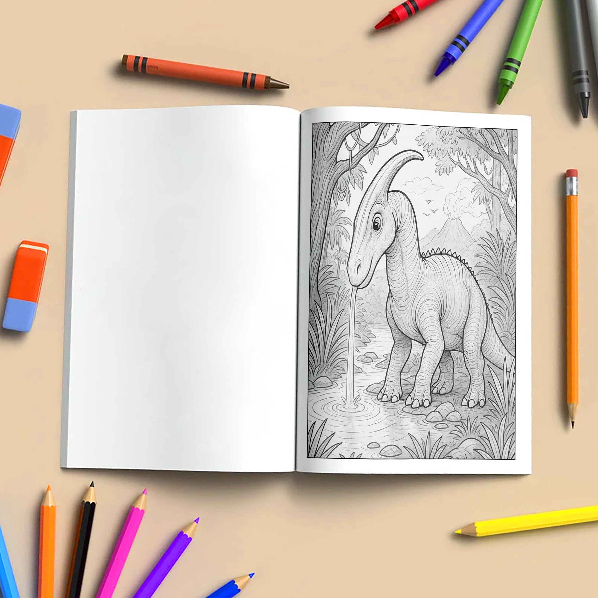 Jurassic Jungle Explorers Coloring Pages – 48 Pages – Detailed, Dynamic, Prehistoric Adventures – For Adults and Teens