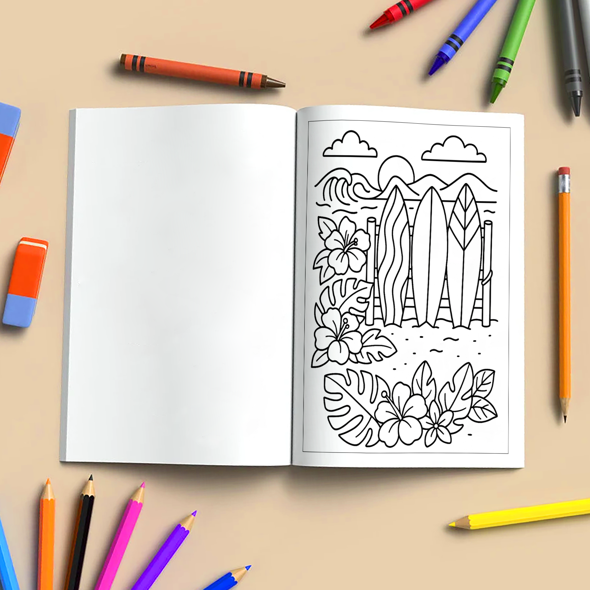 Tropical Surf Party Coloring Pages – 48 Fun Designs for Kids