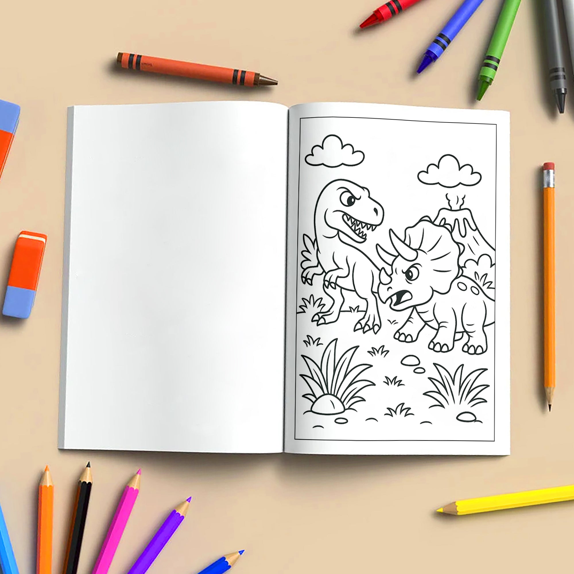 Jurassic Friends & Fights Coloring Pages for Kids – 48 Dino Adventures