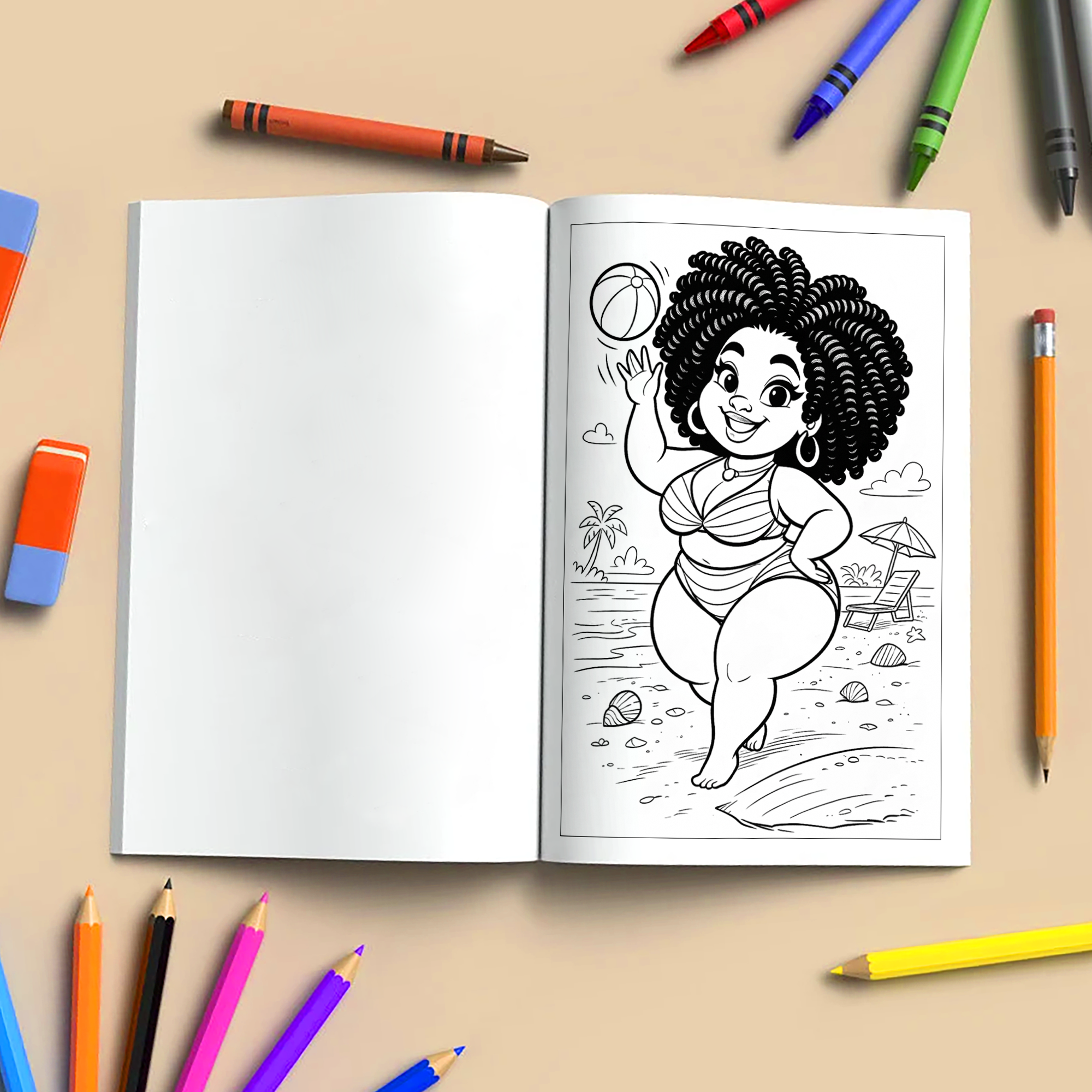 Afro Cuties at Their Best Coloring Pages – 48 Pages – Cute, Empowering, Everyday Joy – For Adults