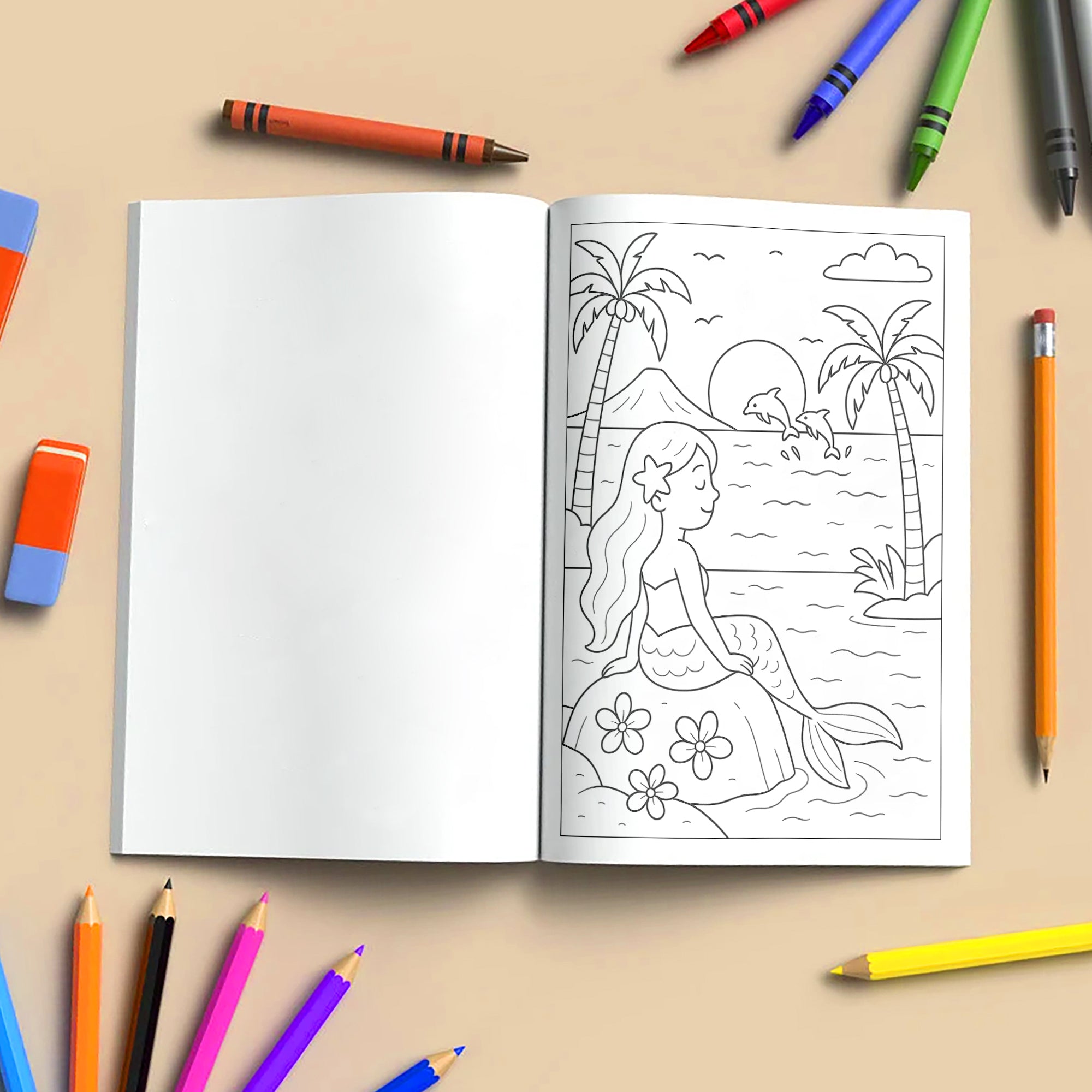 Hawaii Mermaid Coast Adventures Coloring Pages – 48 Whimsical Scenes with Lava Rocks, Tide Pools & Sea Life - For Kids
